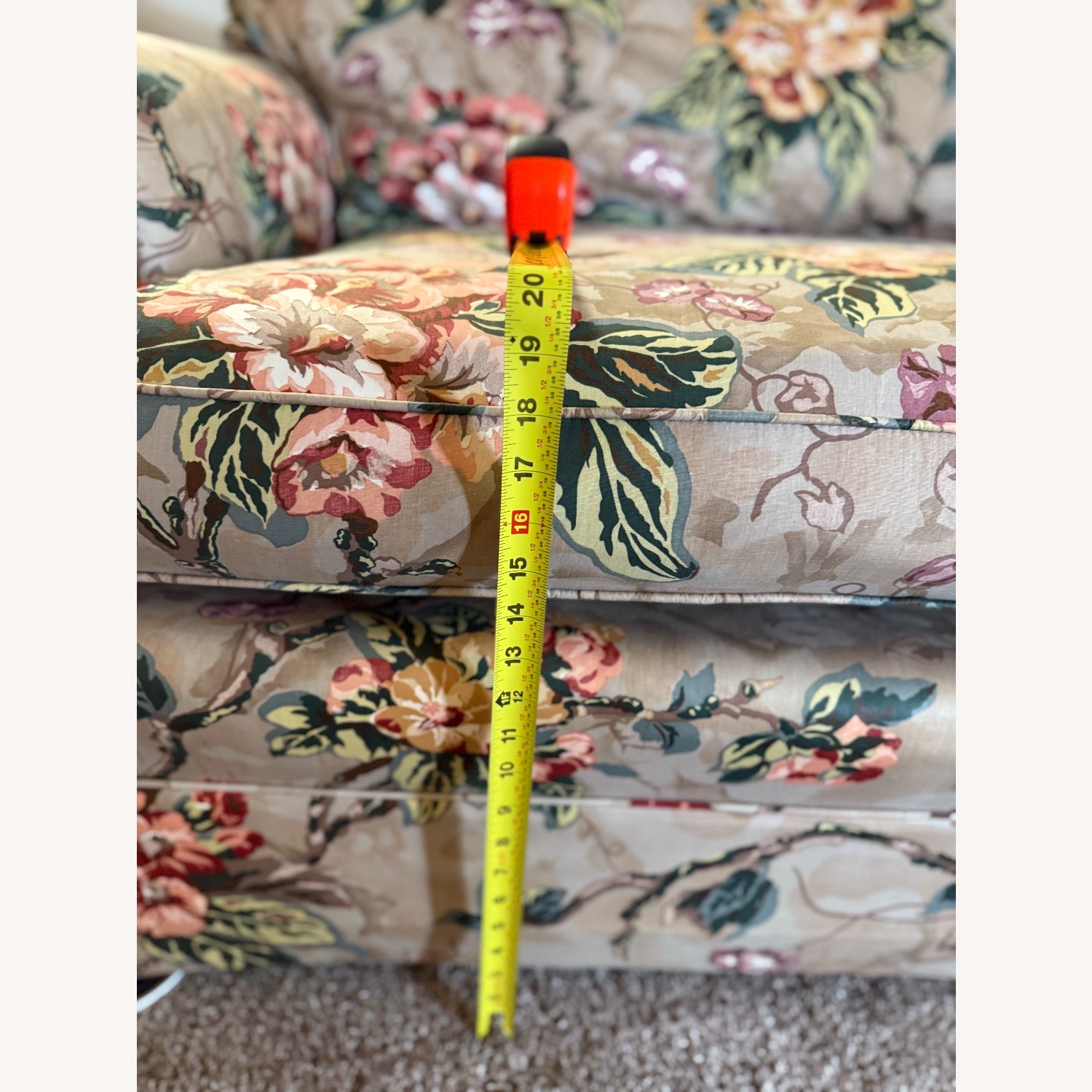 1990's Custom Taupe Floral 3-Piece Sofa - image-21