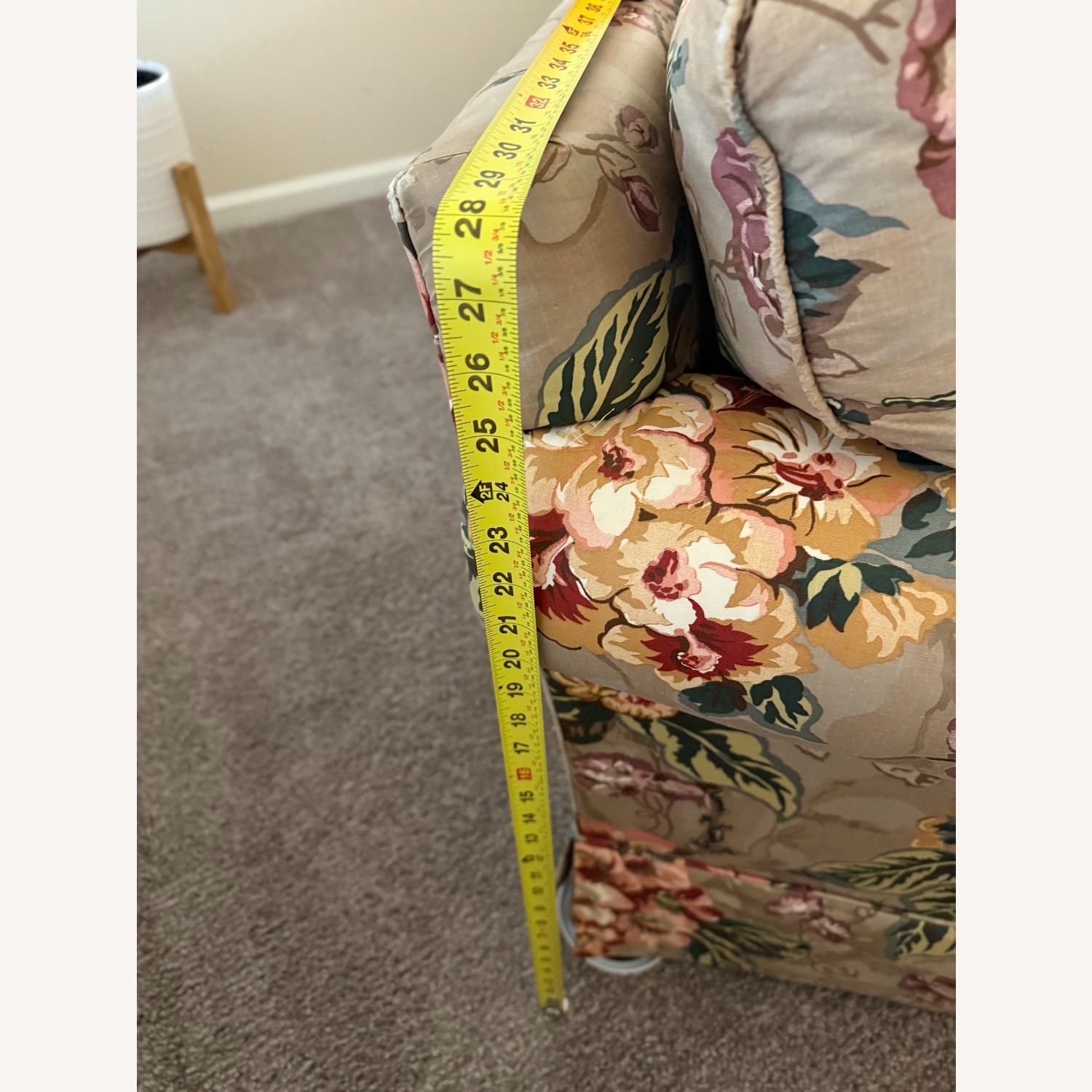 1990's Custom Taupe Floral 3-Piece Sofa - image-19