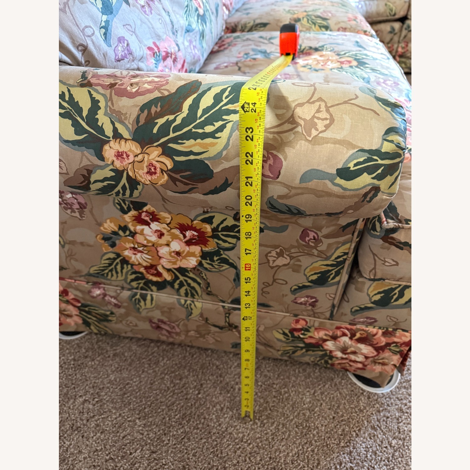 1990's Custom Taupe Floral 3-Piece Sofa - image-20