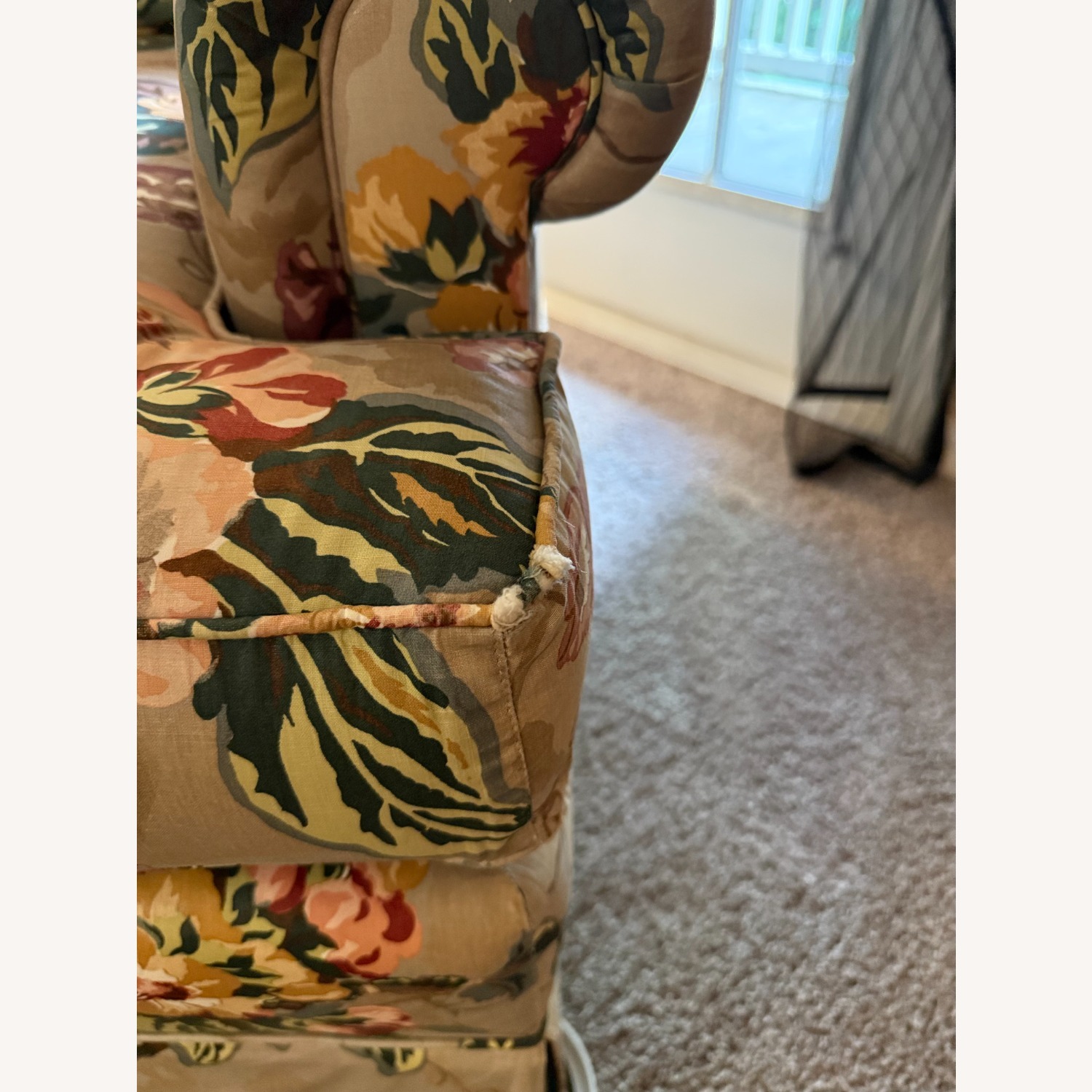 1990's Custom Taupe Floral 3-Piece Sofa - image-13