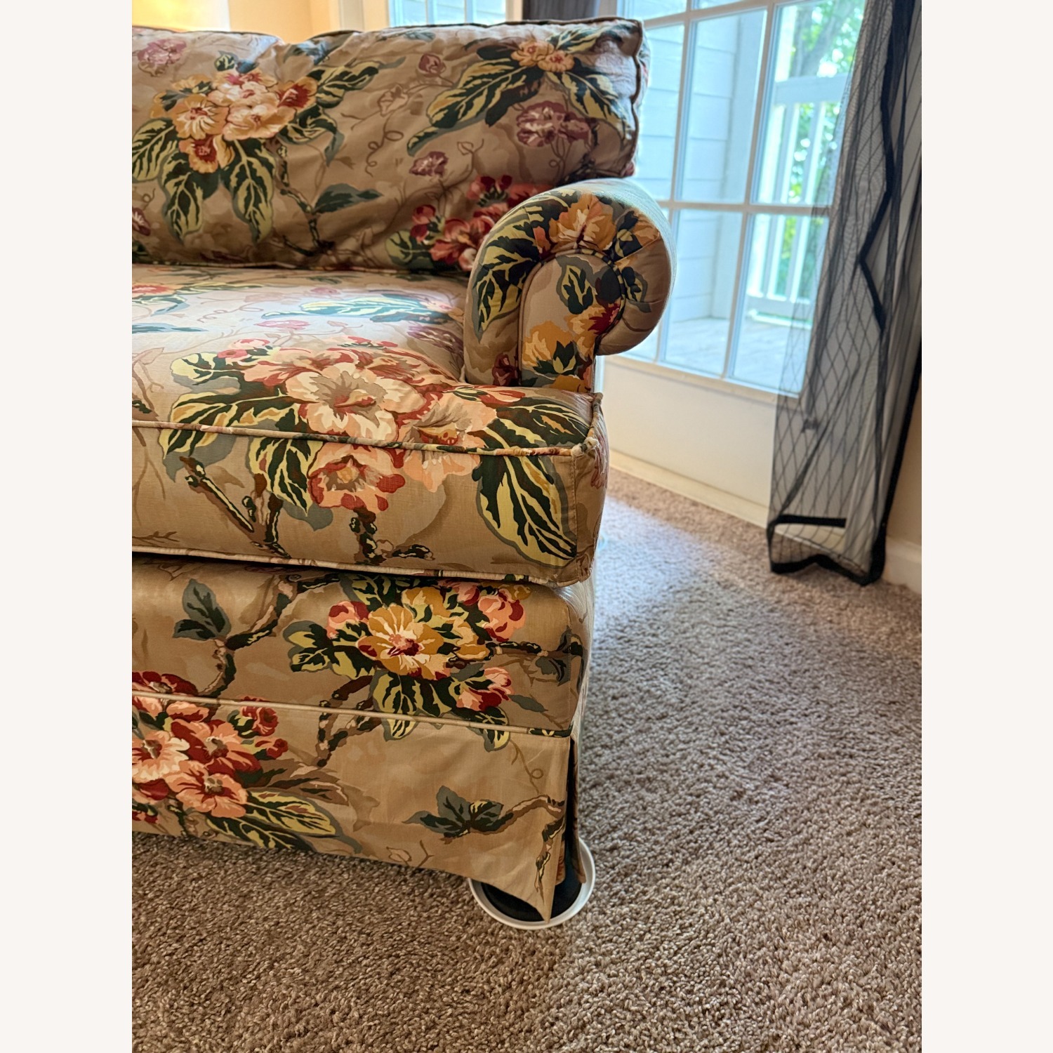 1990's Custom Taupe Floral 3-Piece Sofa - image-14