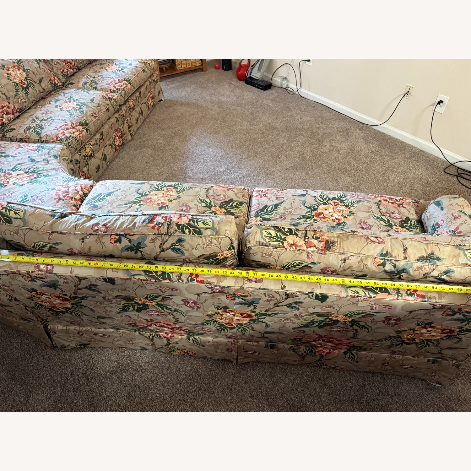 1990's Custom Taupe Floral 3-Piece Sofa - image-22