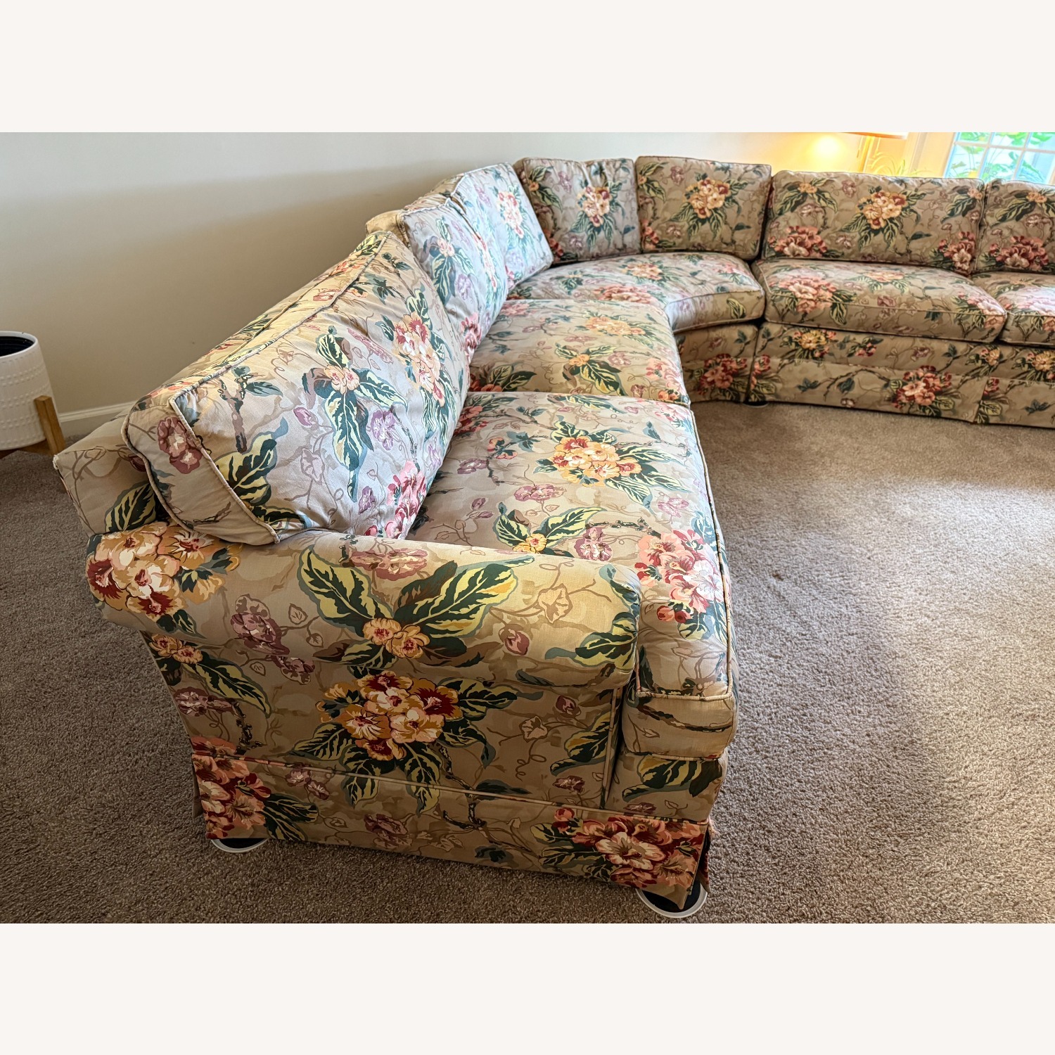 1990's Custom Taupe Floral 3-Piece Sofa - image-25