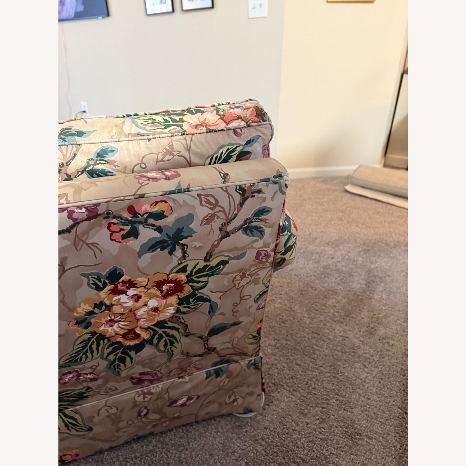 1990's Custom Taupe Floral 3-Piece Sofa - image-11