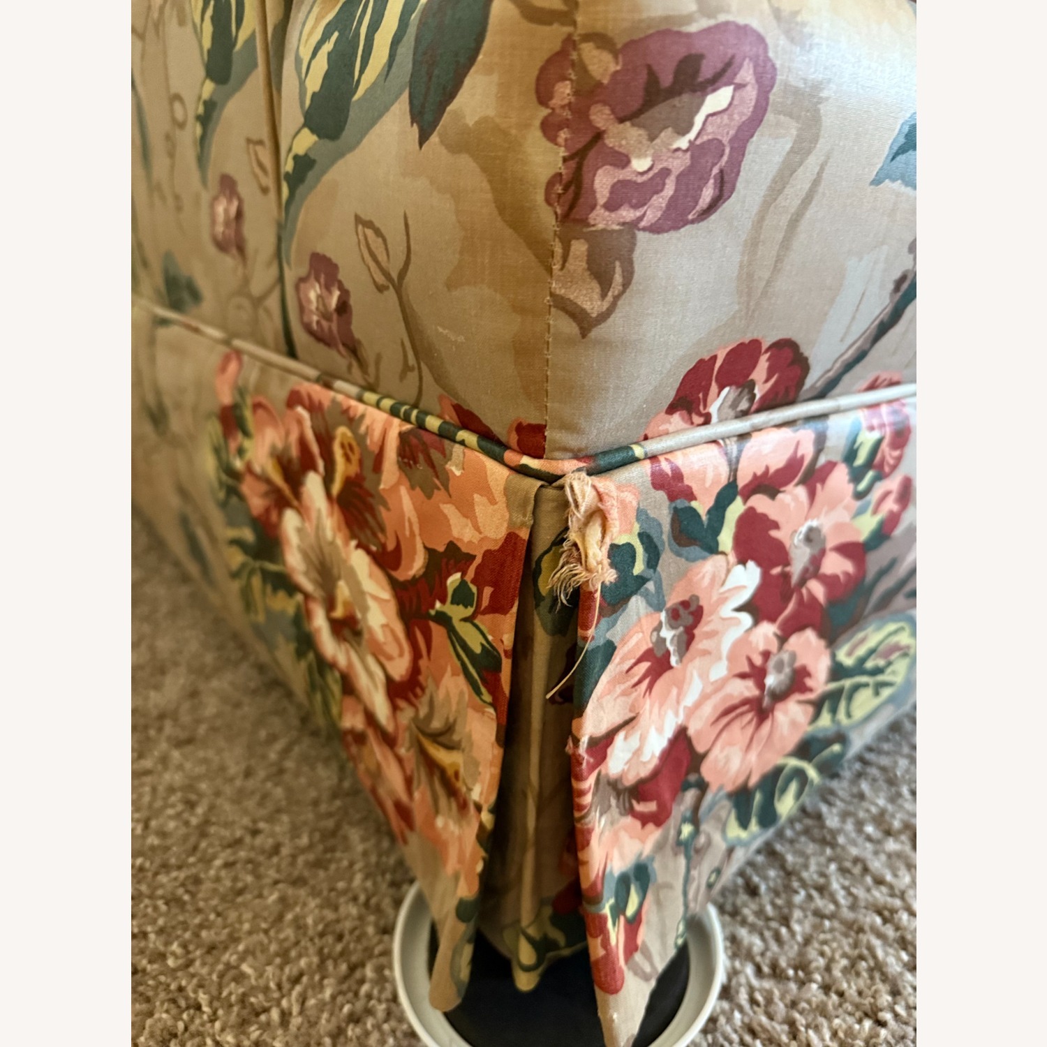 1990's Custom Taupe Floral 3-Piece Sofa - image-16