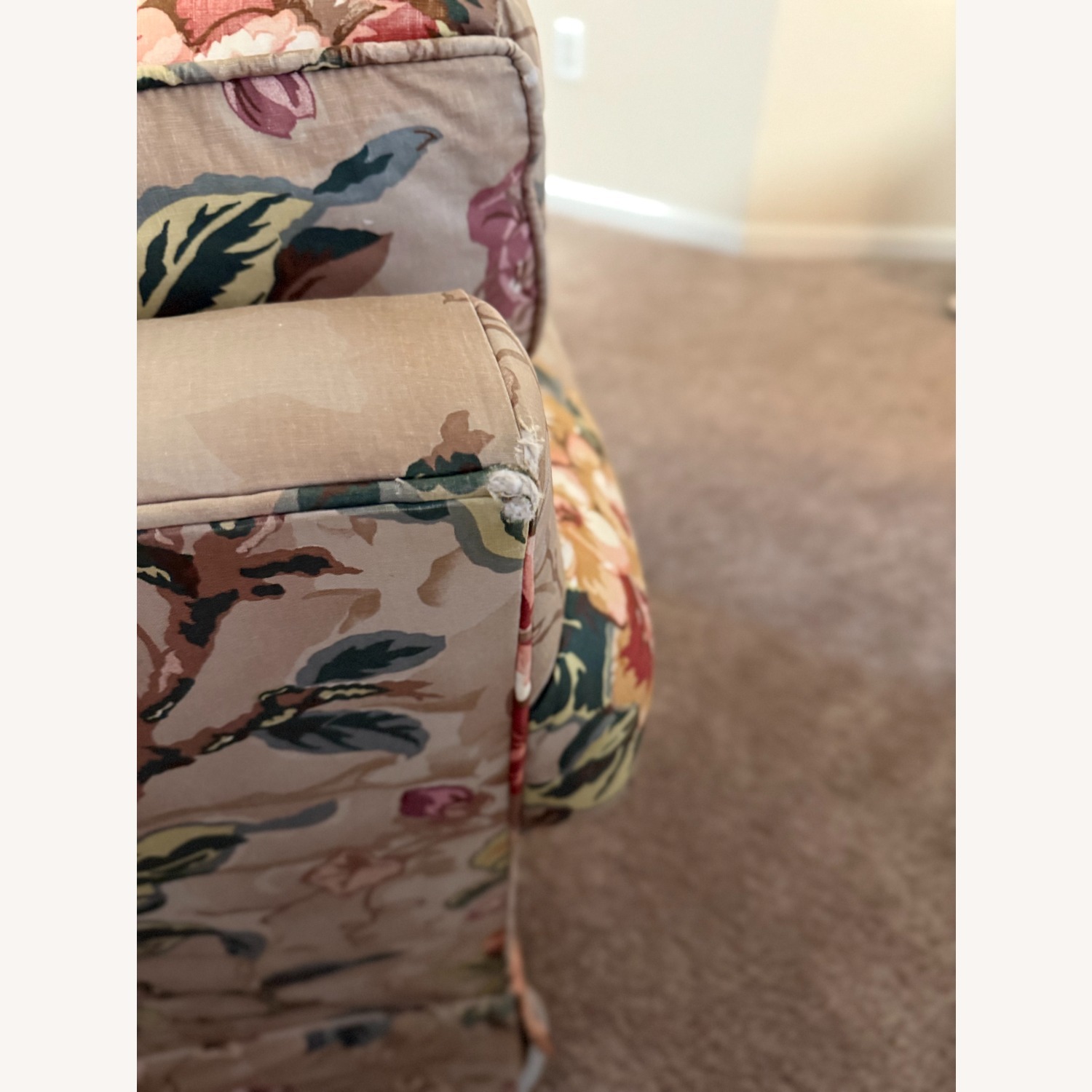 1990's Custom Taupe Floral 3-Piece Sofa - image-10