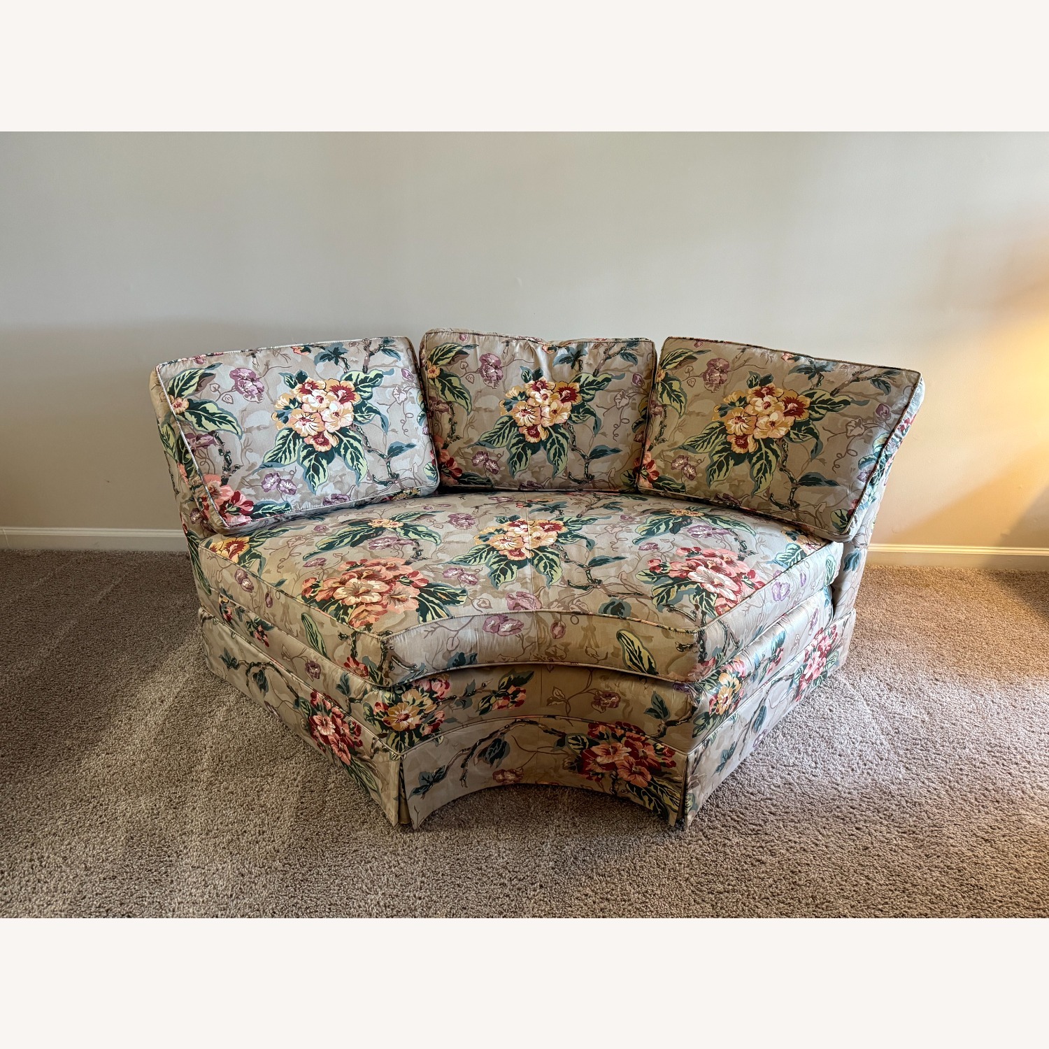 1990's Custom Taupe Floral 3-Piece Sofa - image-26