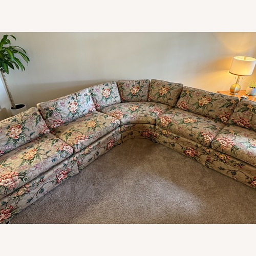 Used 1990's Custom Taupe Floral 3-Piece Sofa for sale on AptDeco