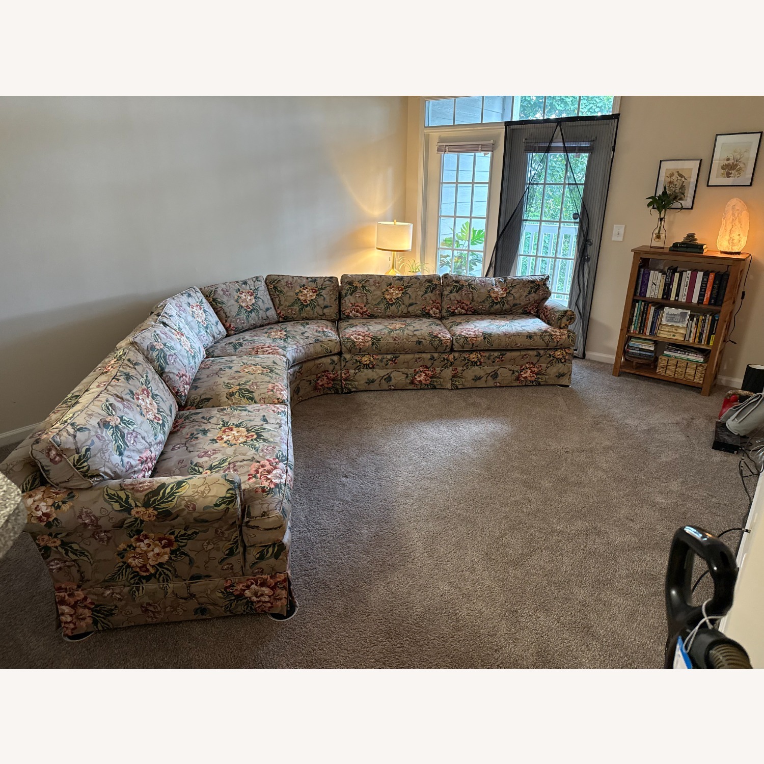 1990's Custom Taupe Floral 3-Piece Sofa - image-18