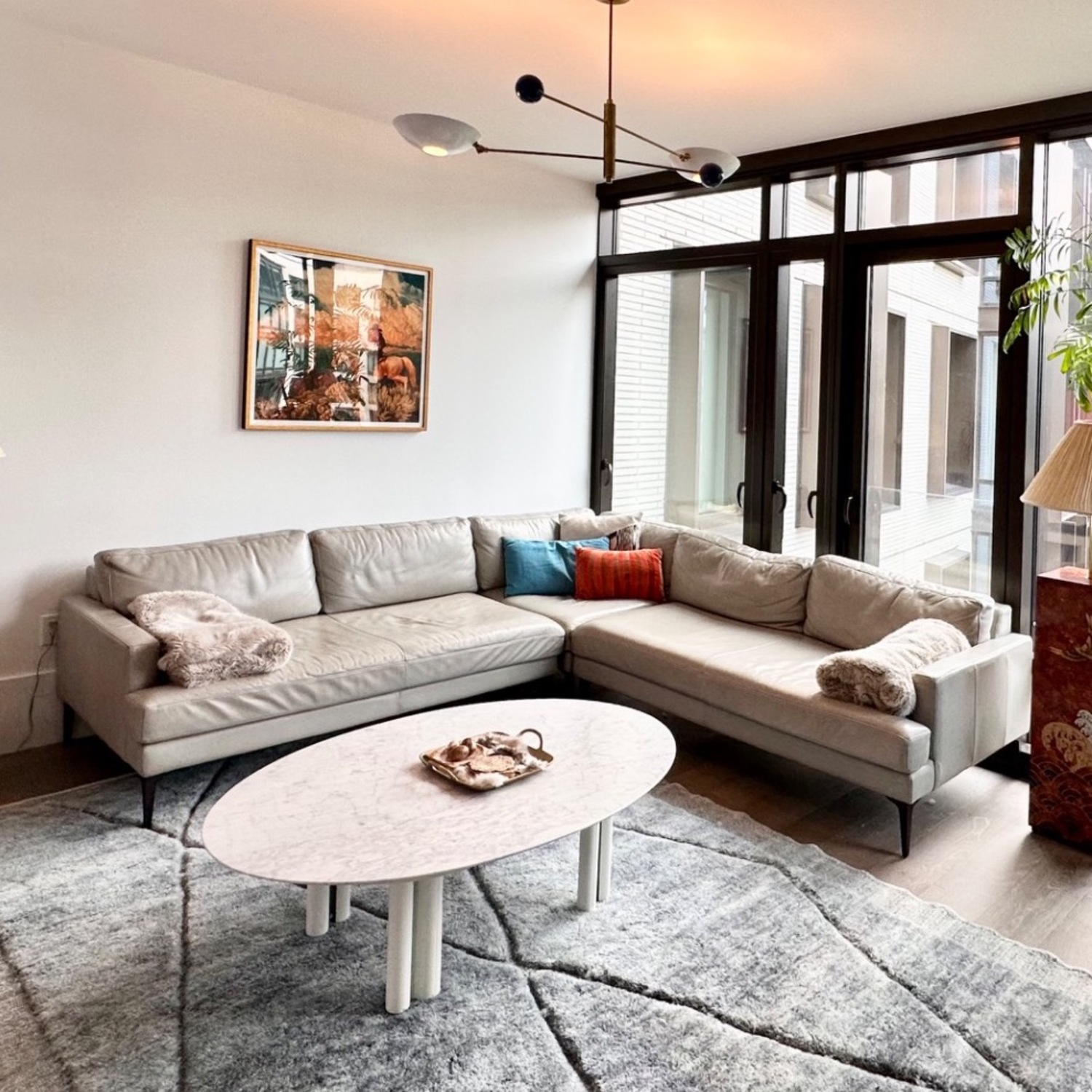 West Elm Andes Leather Sectional - image-1