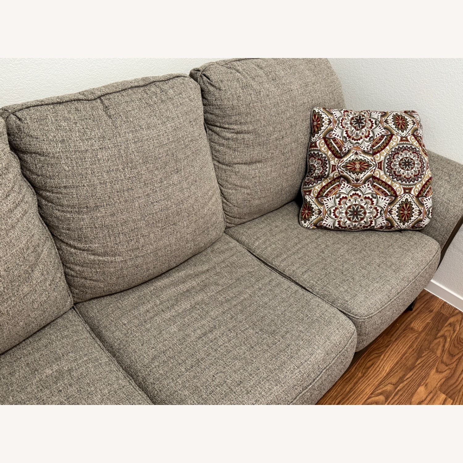 Beige Fabric 3-Person Couch w Ottoman - image-3