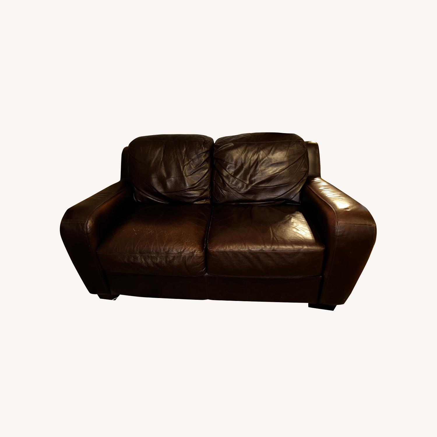 Incredibly Comfortable Leather Loveseat - image-0