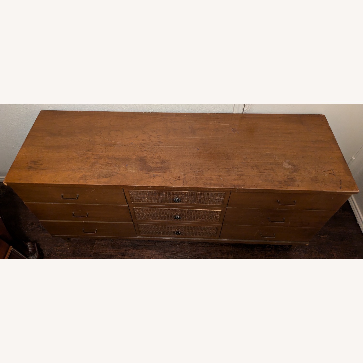 Mid-Century Modern Dresser W Cane Accents - image-2