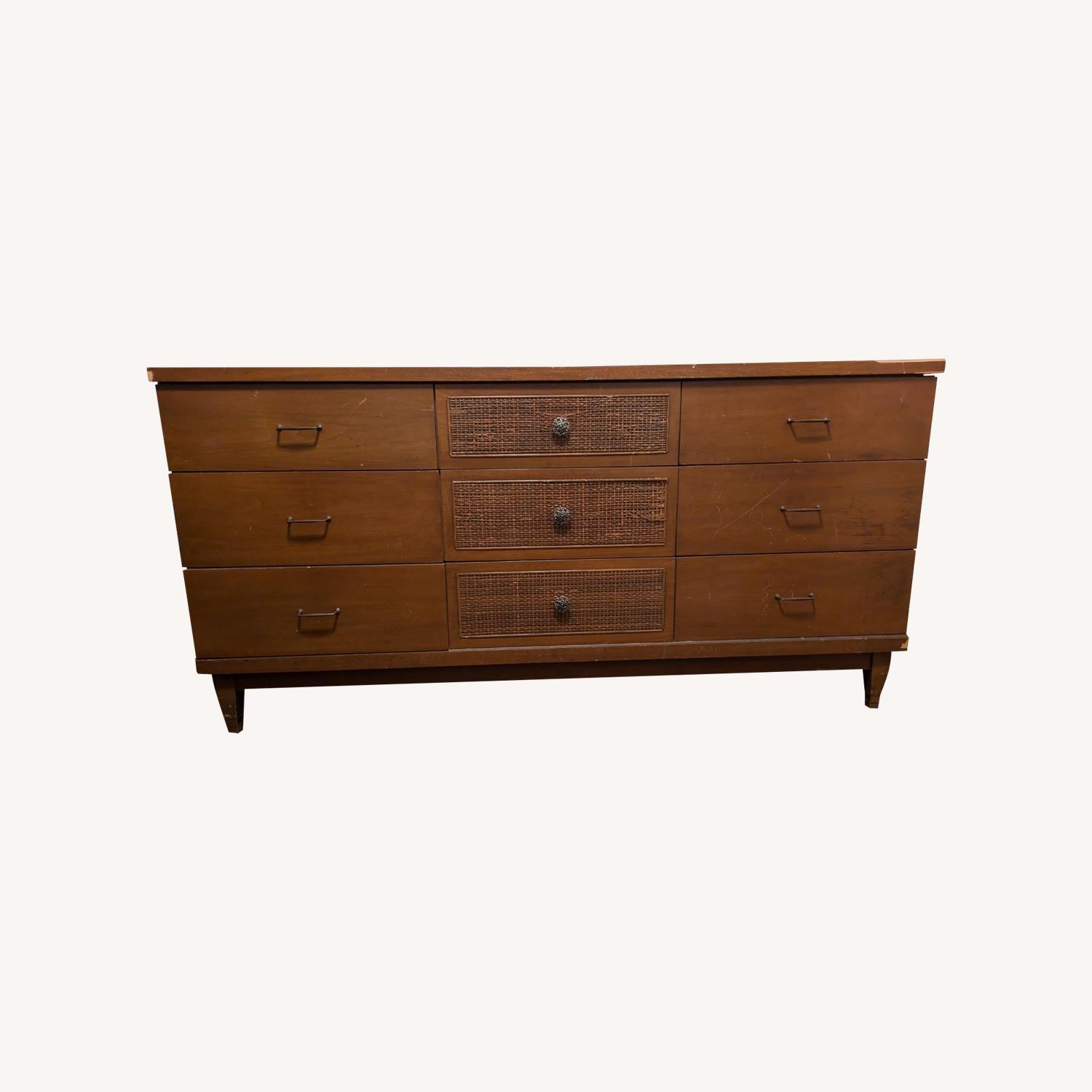 Mid-Century Modern Dresser W Cane Accents - image-0