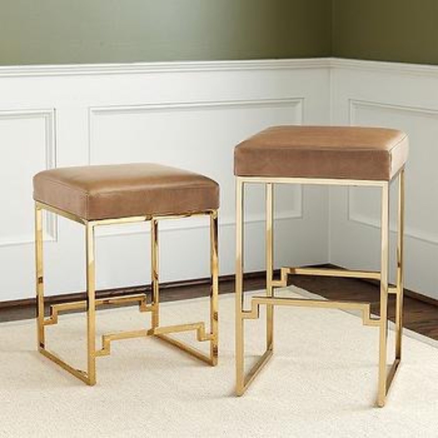 Ballard Designs Sonya Leather Counter Stools - image-1