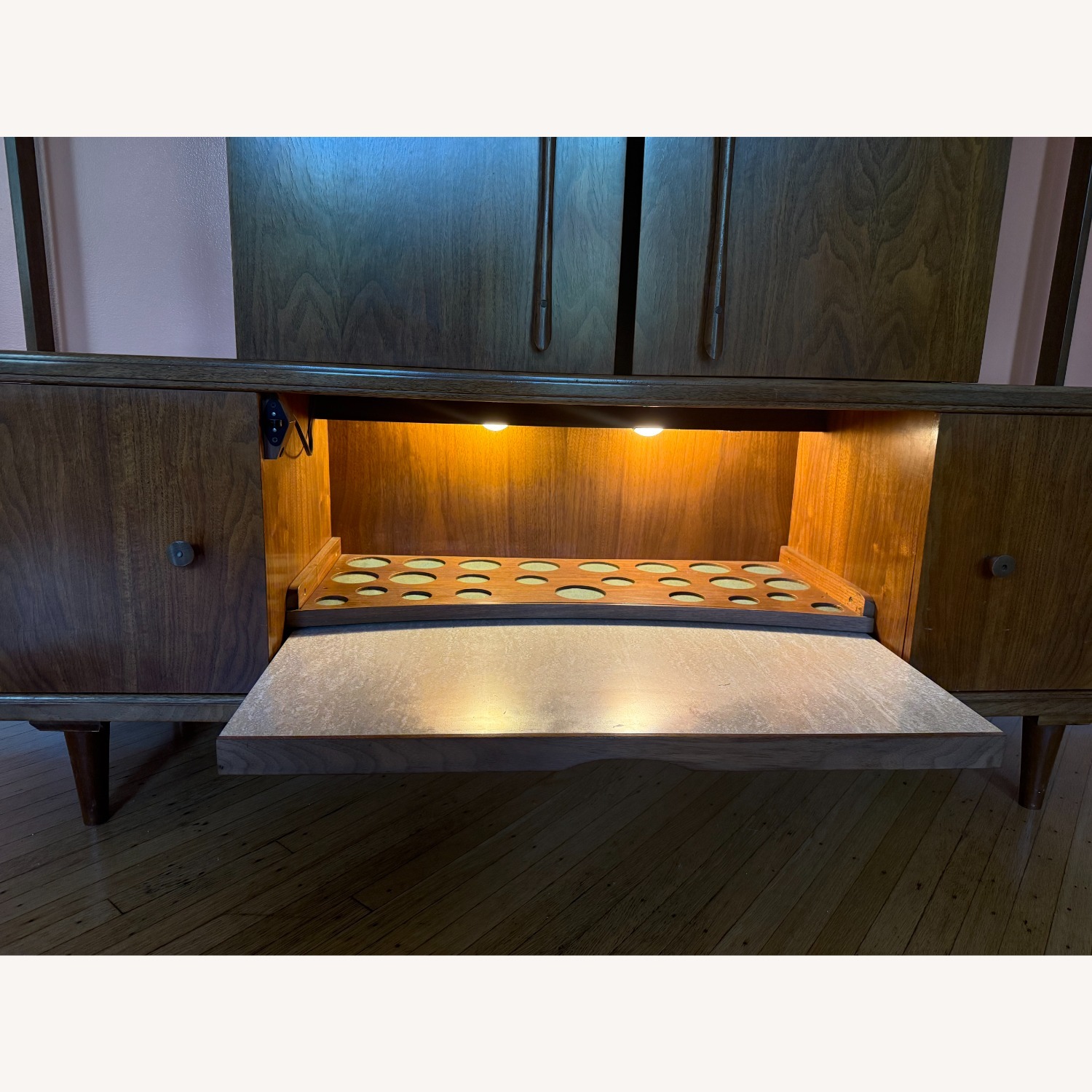 Vintage Mid-Century Bar Cabinet with Lighting - image-6