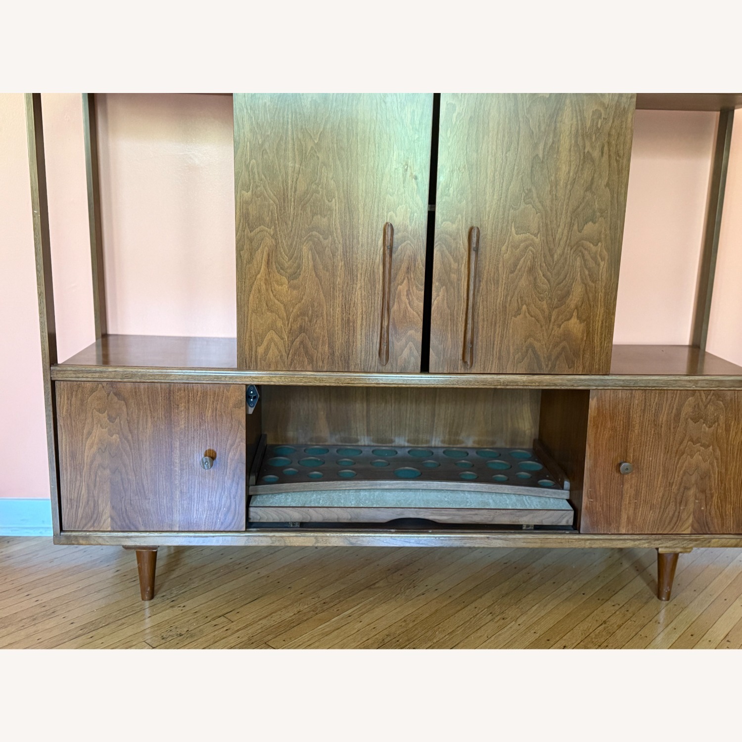 Vintage Mid-Century Bar Cabinet with Lighting - image-5