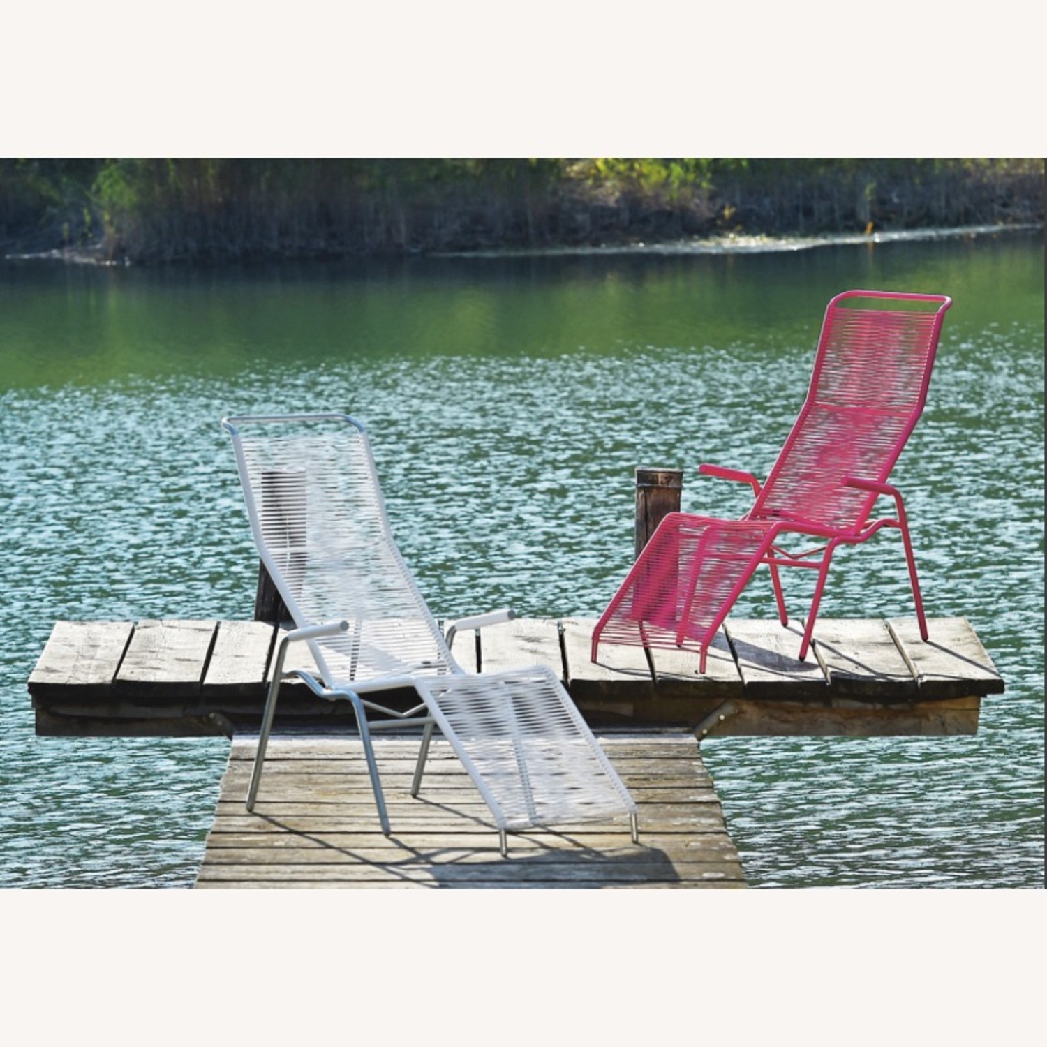 White Lounger Outdoor Spaghetti Chair - image-3