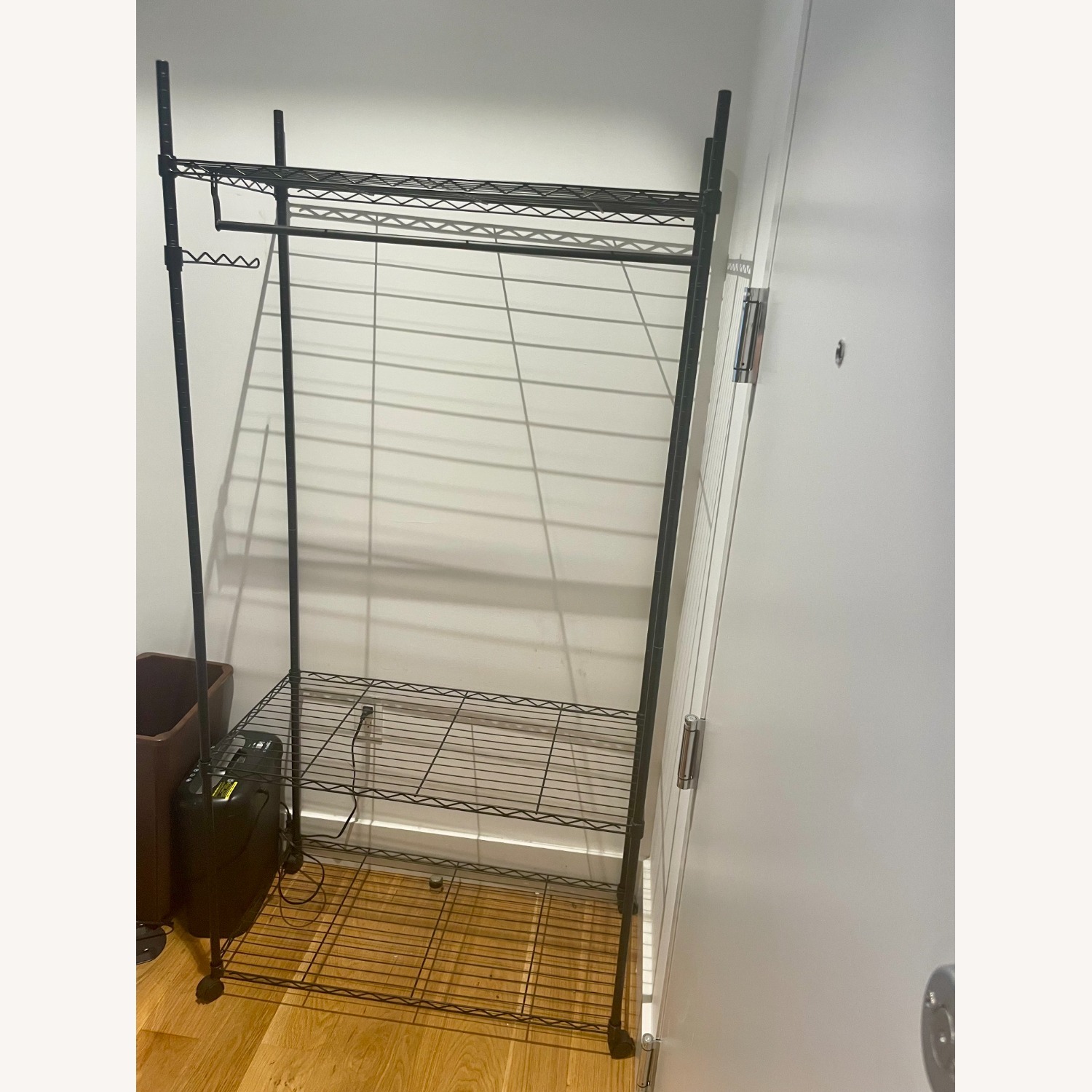 Black Metal Clothing Rack W Shelves - image-3