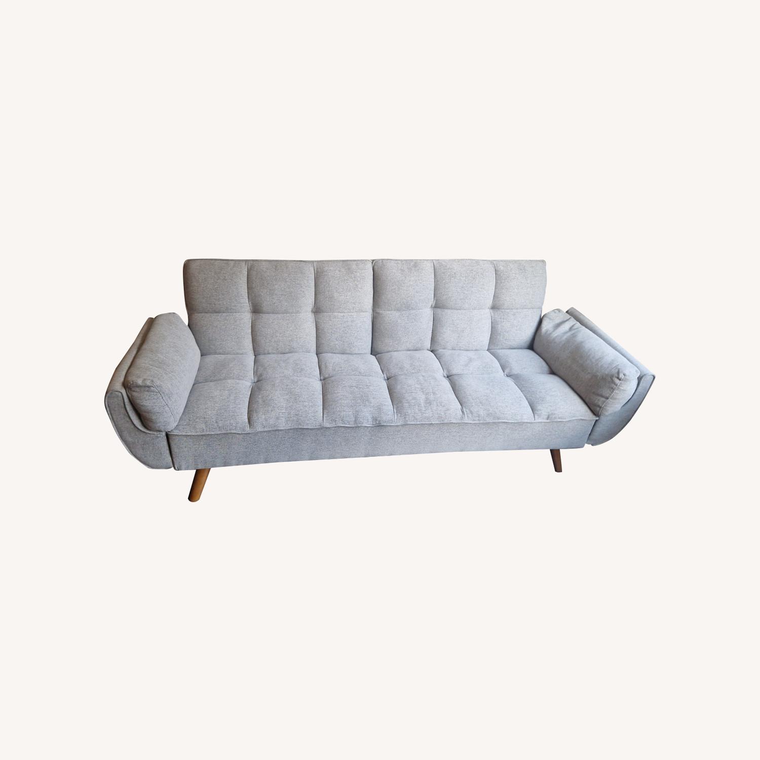 Light Grey Sofa With Wooden Legs - image-0