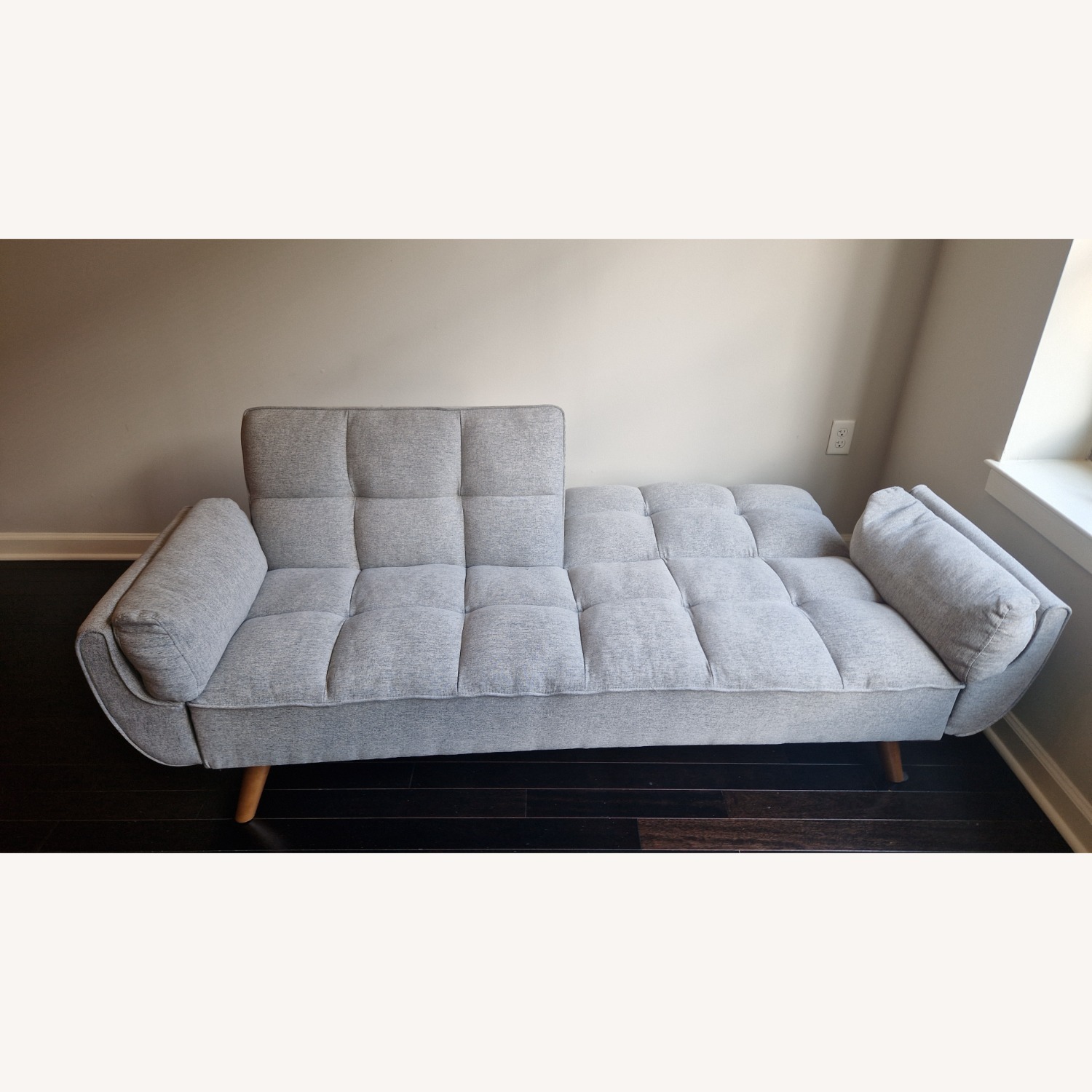 Light Grey Sofa With Wooden Legs - image-2