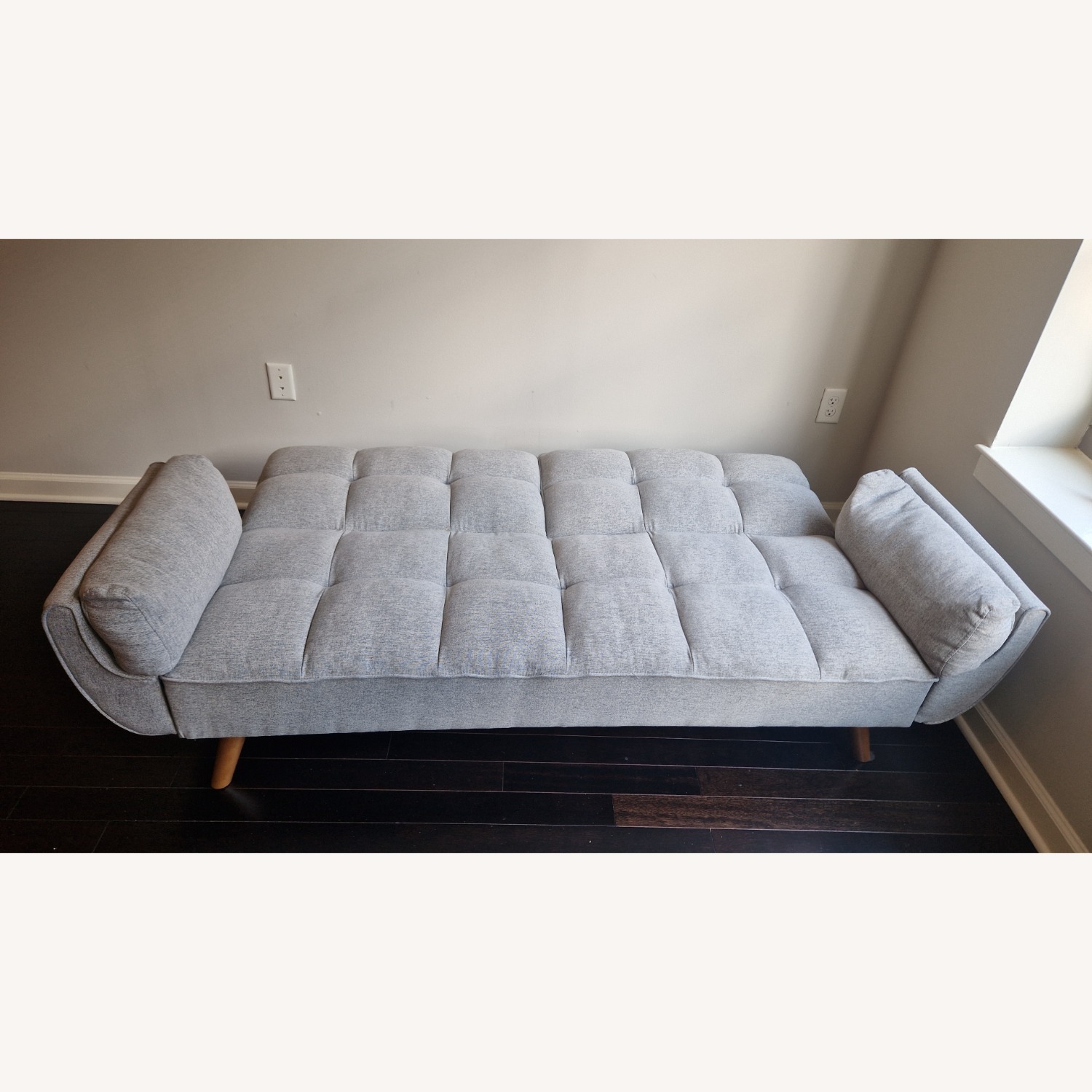 Light Grey Sofa With Wooden Legs - image-3