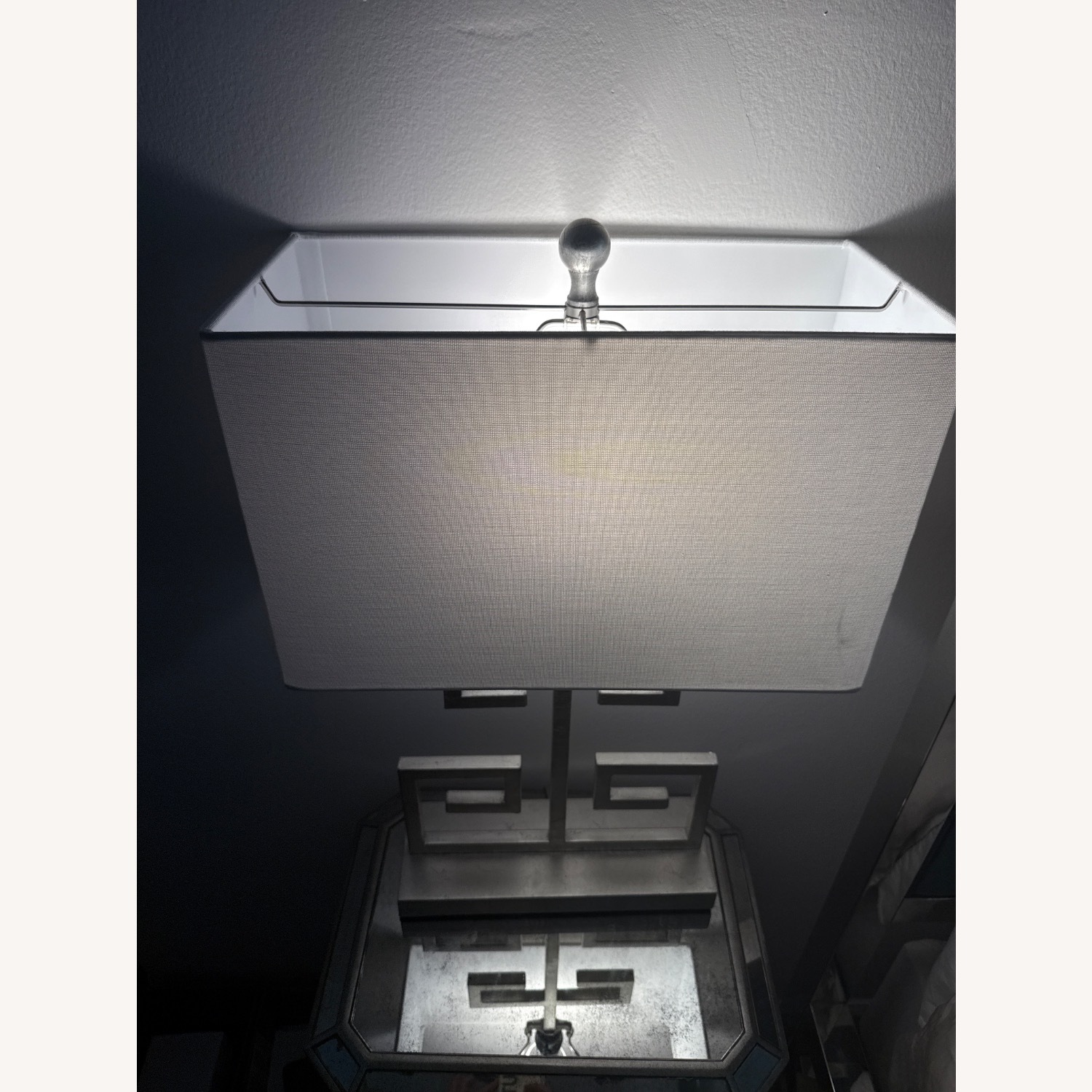 Lighting 24-inch Antique Silver Greek Key Table Lamp (Set of 2) - image-3