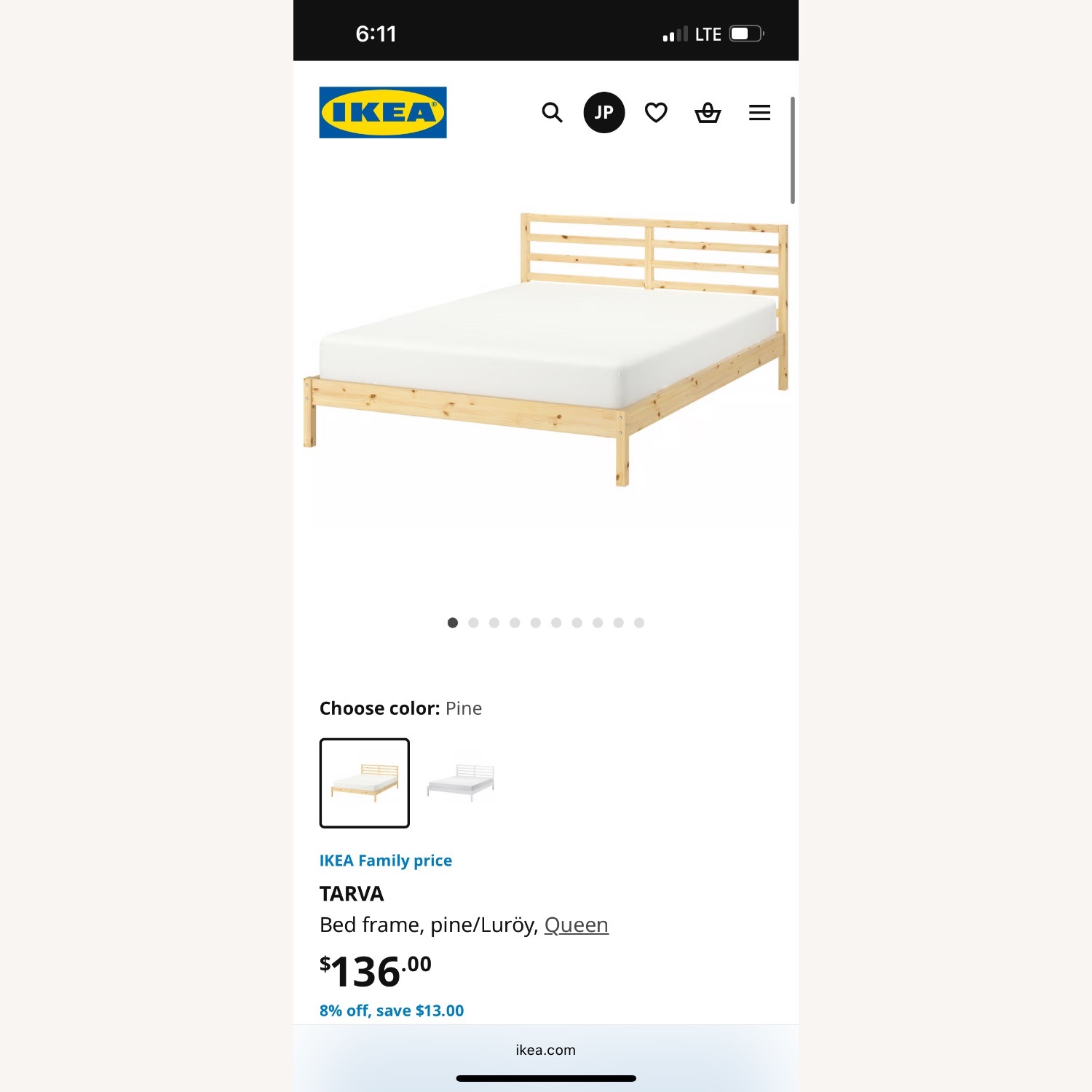 IKEA TARVA Pine Wood Queen Bed Frame - image-3