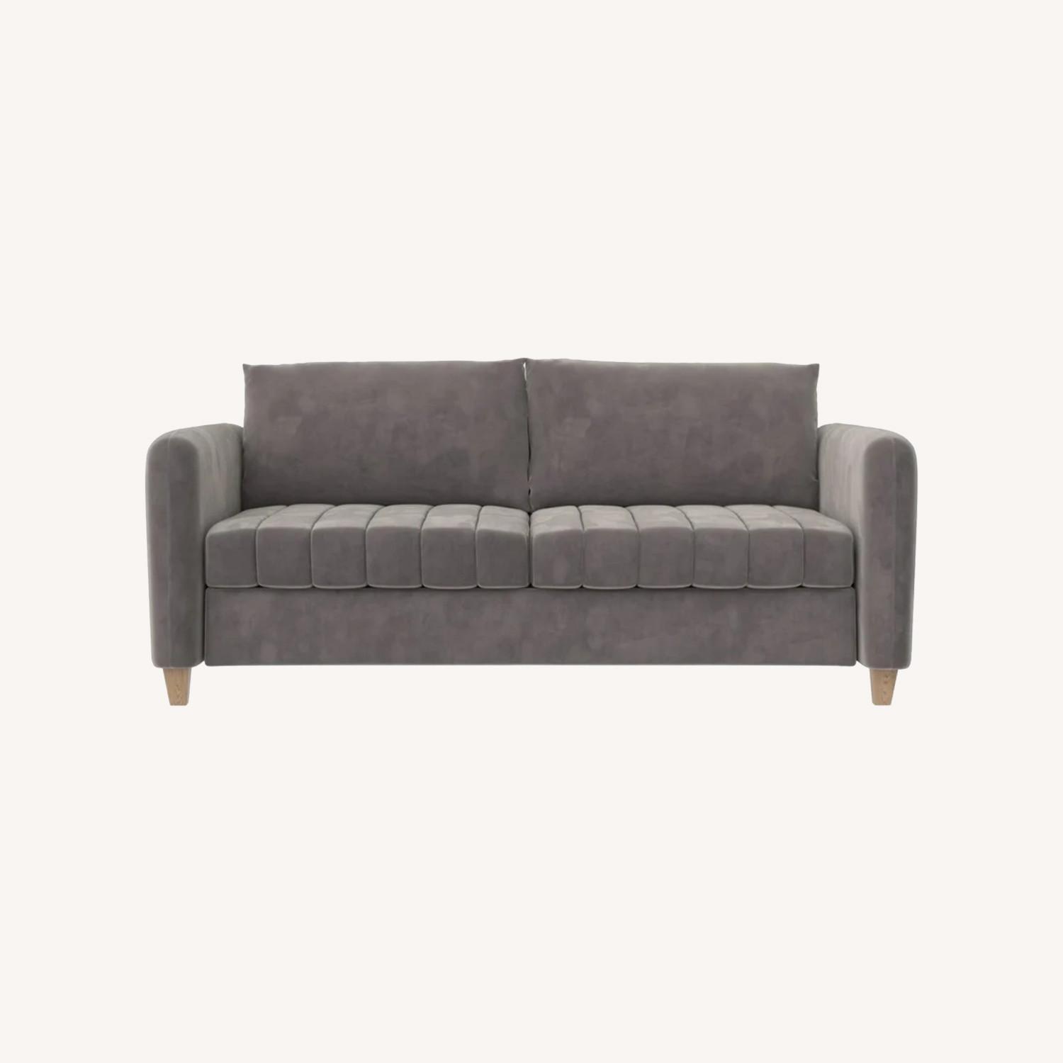 Silver Velvet Sofa - image-0