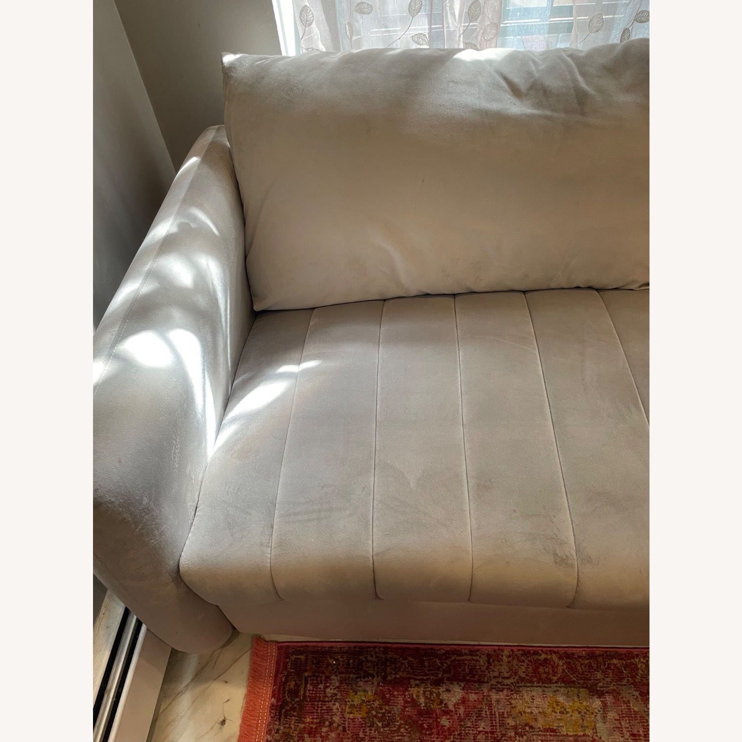 Silver Velvet Sofa - image-4