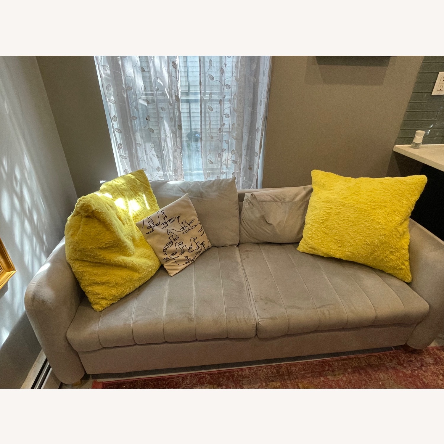 Silver Velvet Sofa - image-1