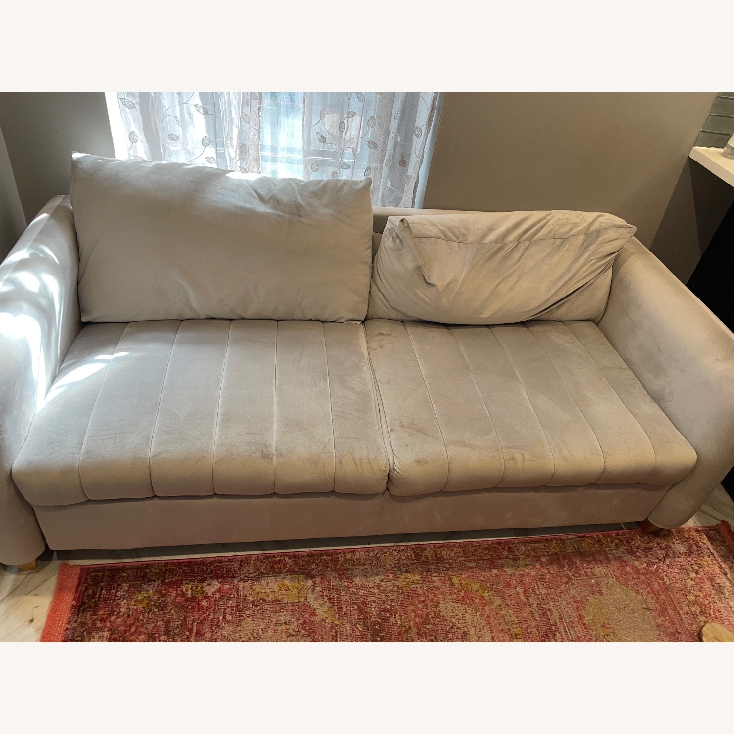 Silver Velvet Sofa - image-3