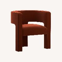 Crate & Barrel Sculpt Chairs in Rust  (Pair)