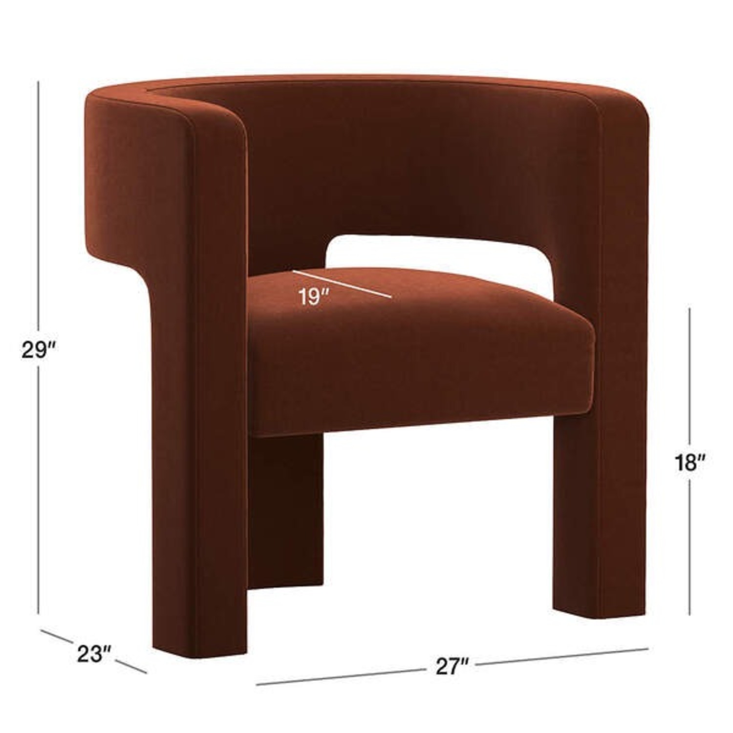Crate & Barrel Sculpt Chairs in Rust (Pair) - image-6