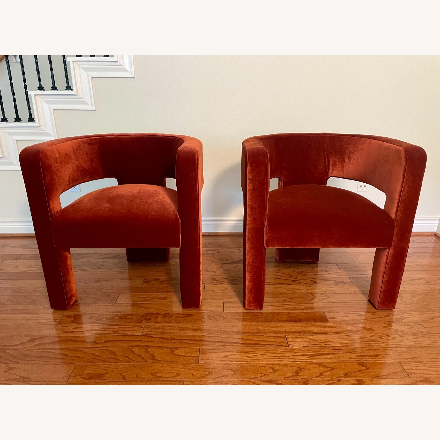 Crate & Barrel Sculpt Chairs in Rust (Pair) - image-2