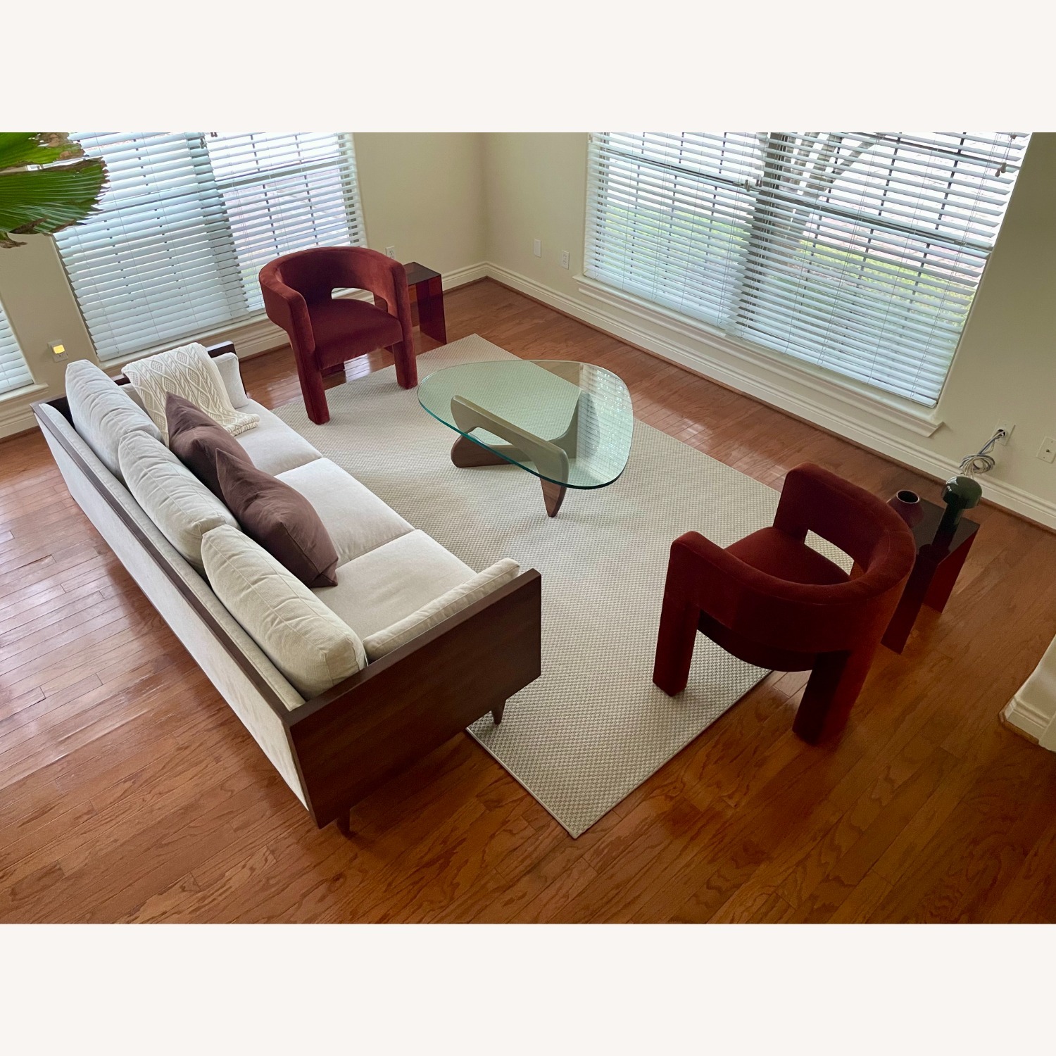 Crate & Barrel Sculpt Chairs in Rust (Pair) - image-5