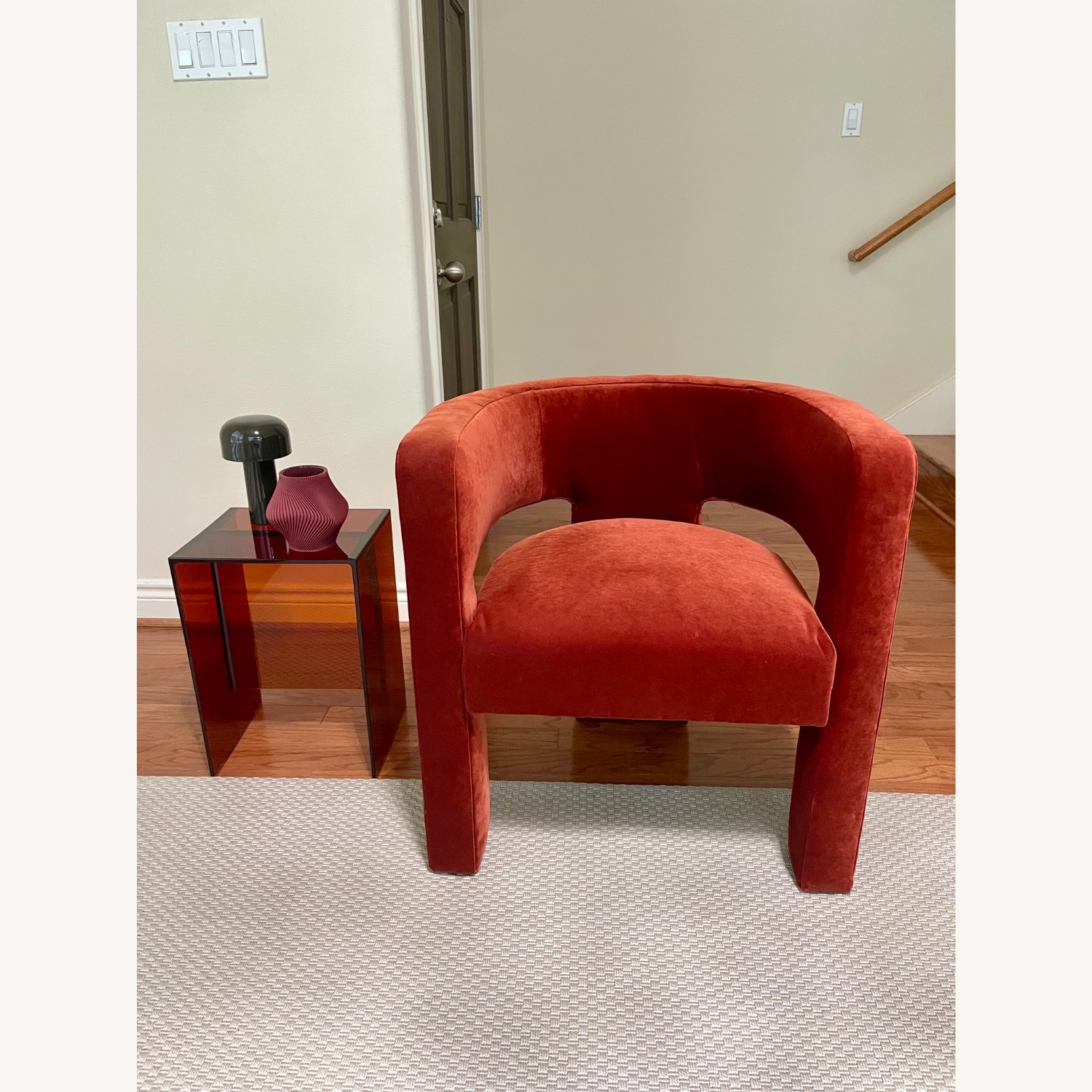 Crate & Barrel Sculpt Chairs in Rust (Pair) - image-3