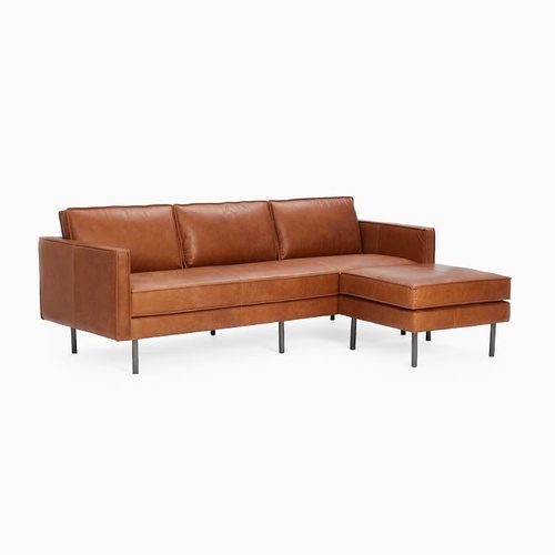 Used West Elm Axel Leather 2-Piece Sectional for sale on AptDeco