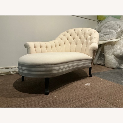 Used French Tufted Right-Armed Chaise Lounge in Muslin  for sale on AptDeco