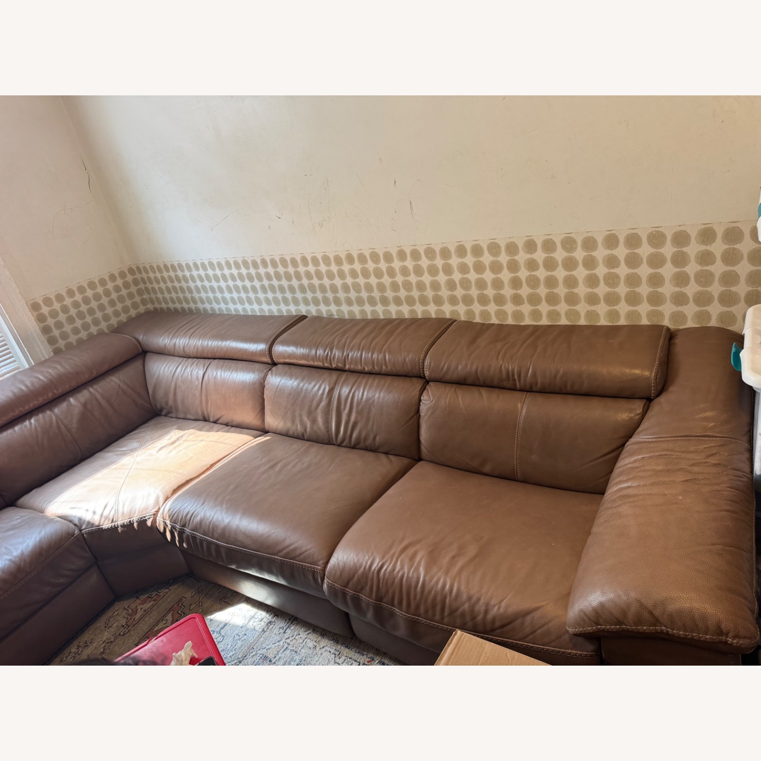 Leather Light Brown Sectional - image-3