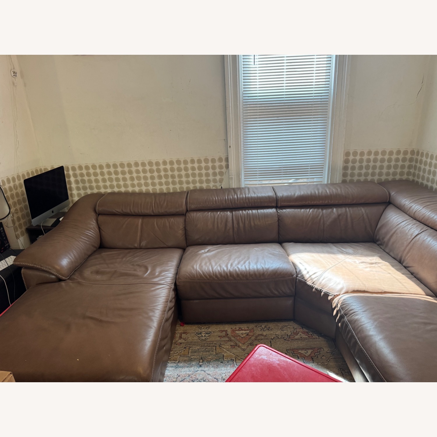 Leather Light Brown Sectional - image-1