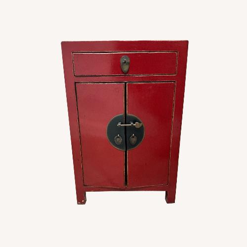 Used Chinese Style Red Lacquer Bedside Chest for sale on AptDeco
