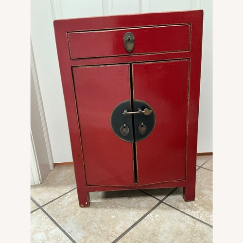Used Chinese Style Red Lacquer Bedside Chest for sale on AptDeco