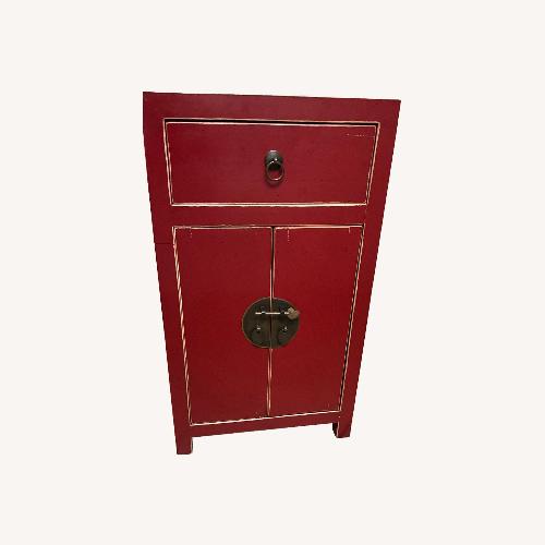 Used Chinese Style Red Lacquer Bedside Chest  for sale on AptDeco