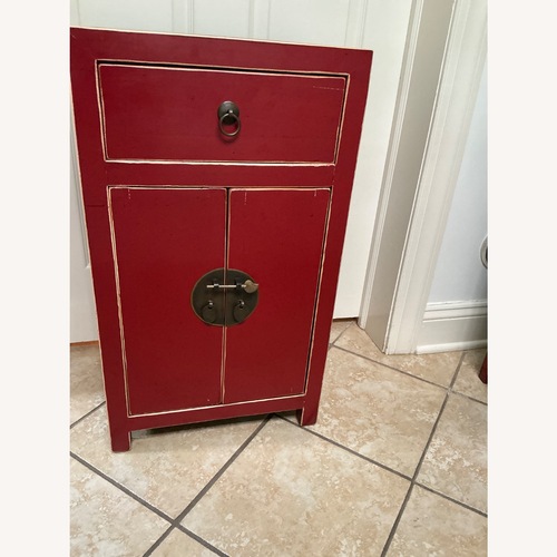 Used Chinese Style Red Lacquer Bedside Chest  for sale on AptDeco