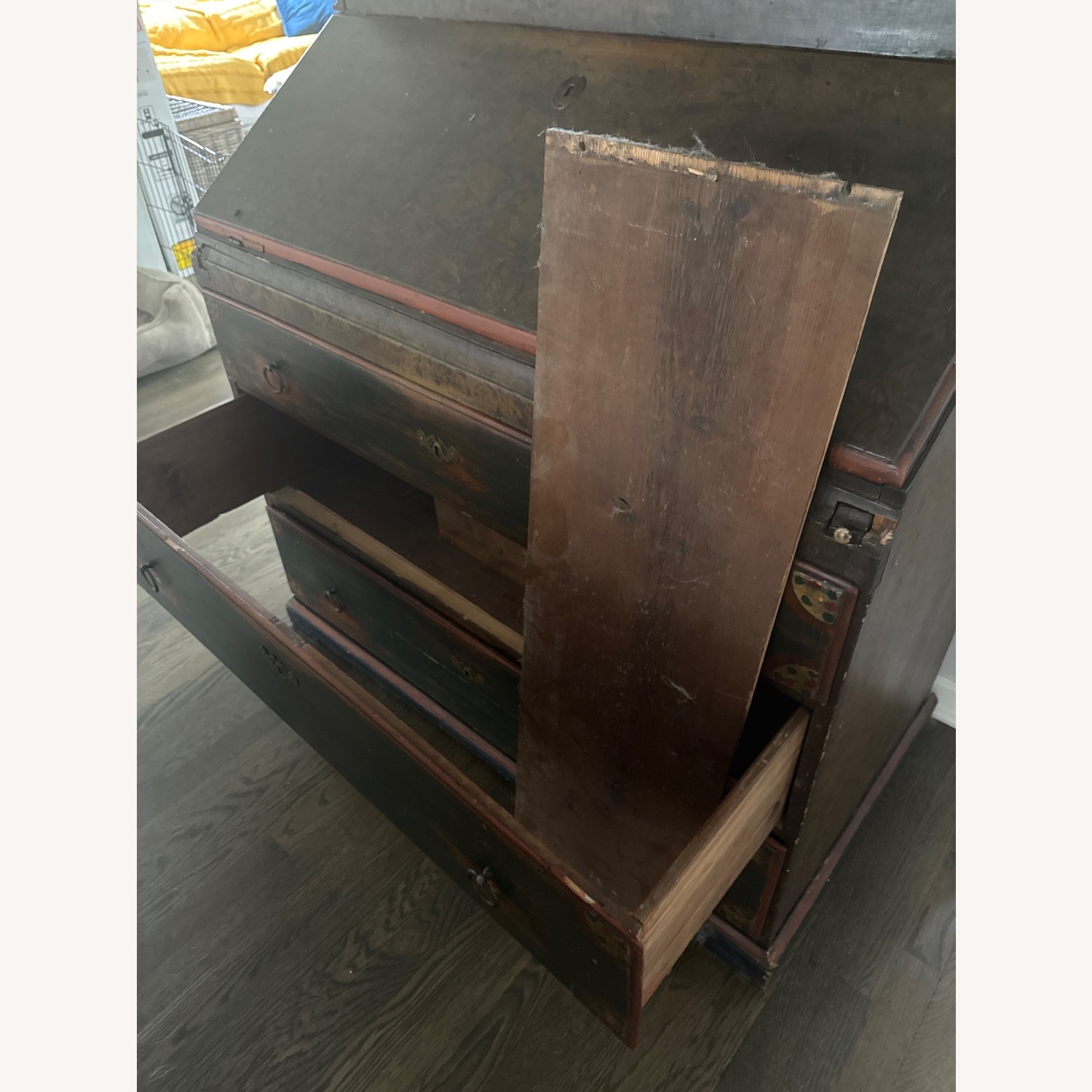 Antique Clock Cabinet with Secretary Desk - image-8