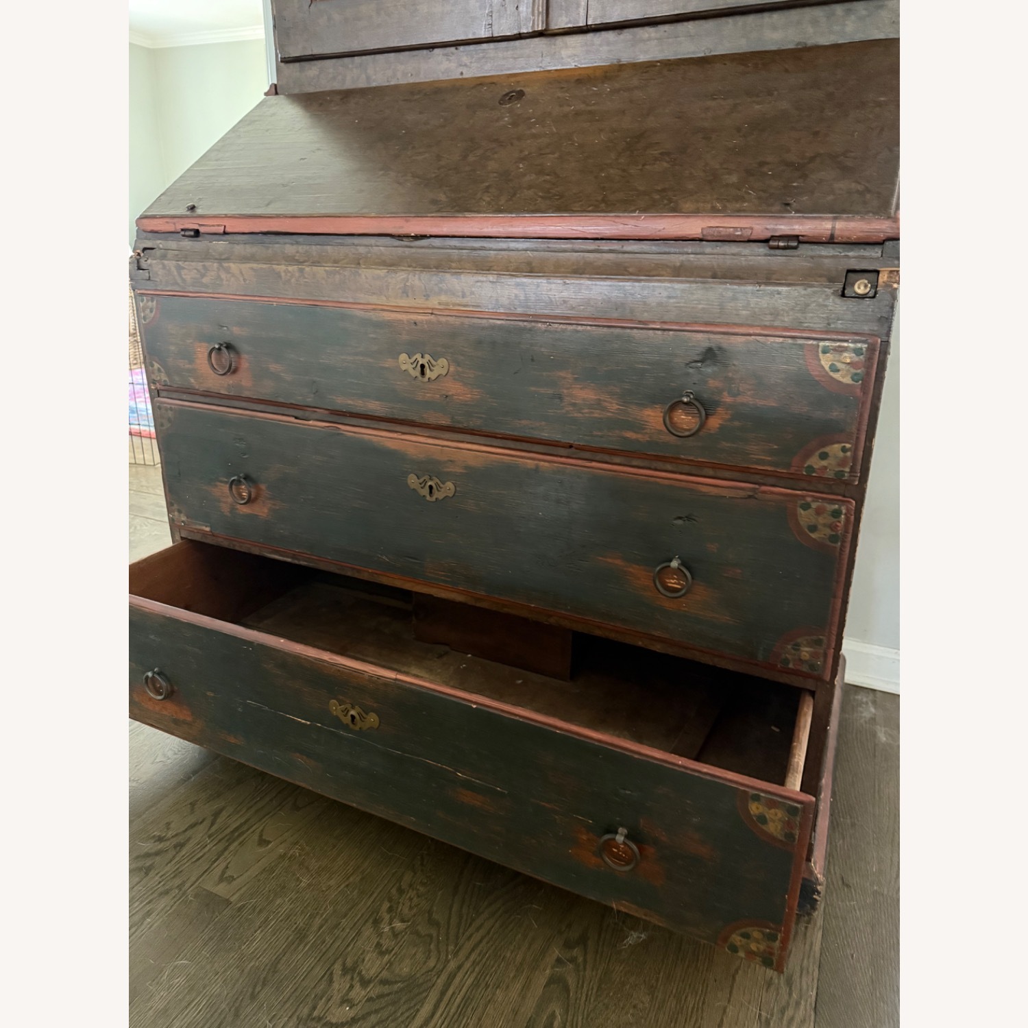 Antique Clock Cabinet with Secretary Desk - image-2