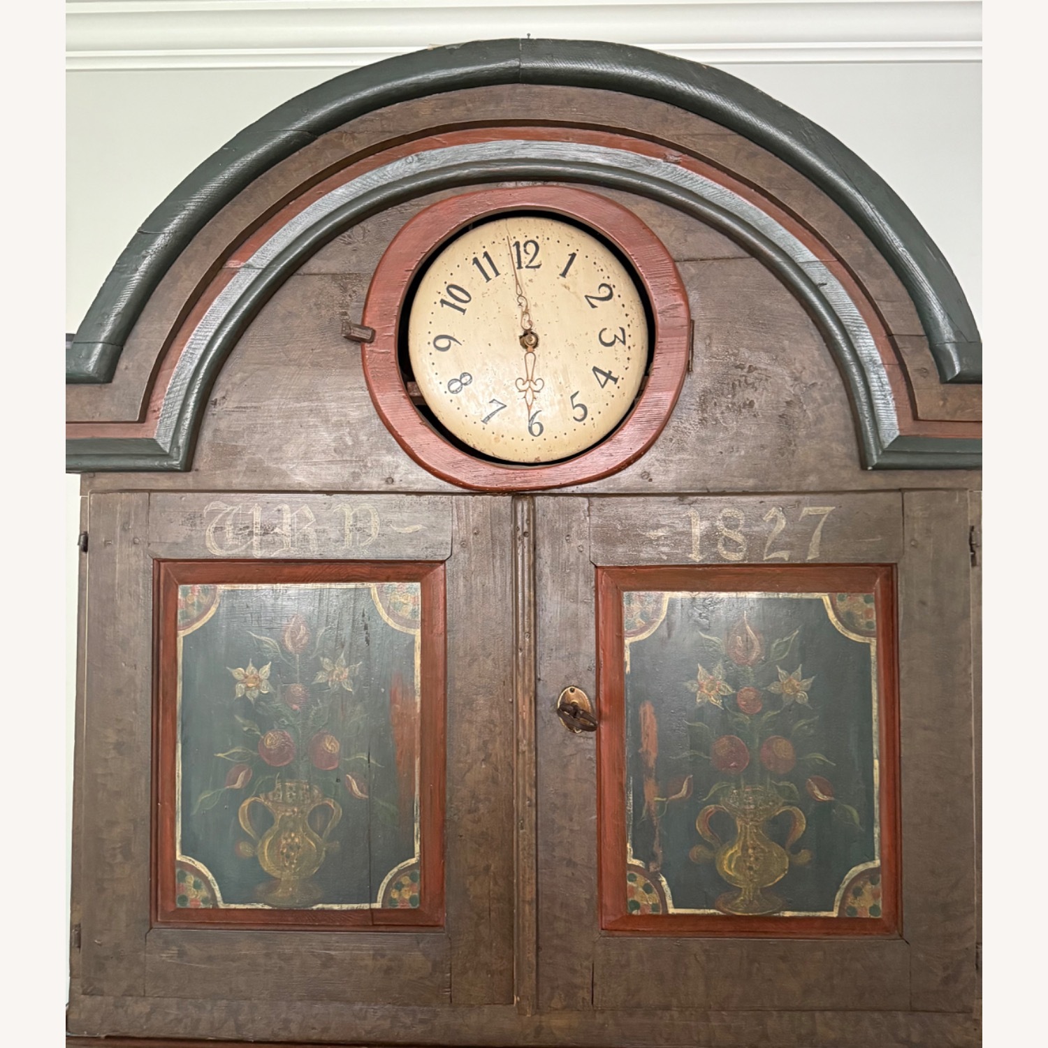 Antique Clock Cabinet with Secretary Desk - image-3