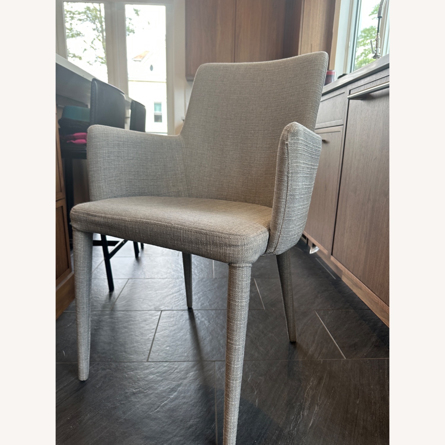 Grey Mid Century Modern Upholstered Dining Chairs - image-2