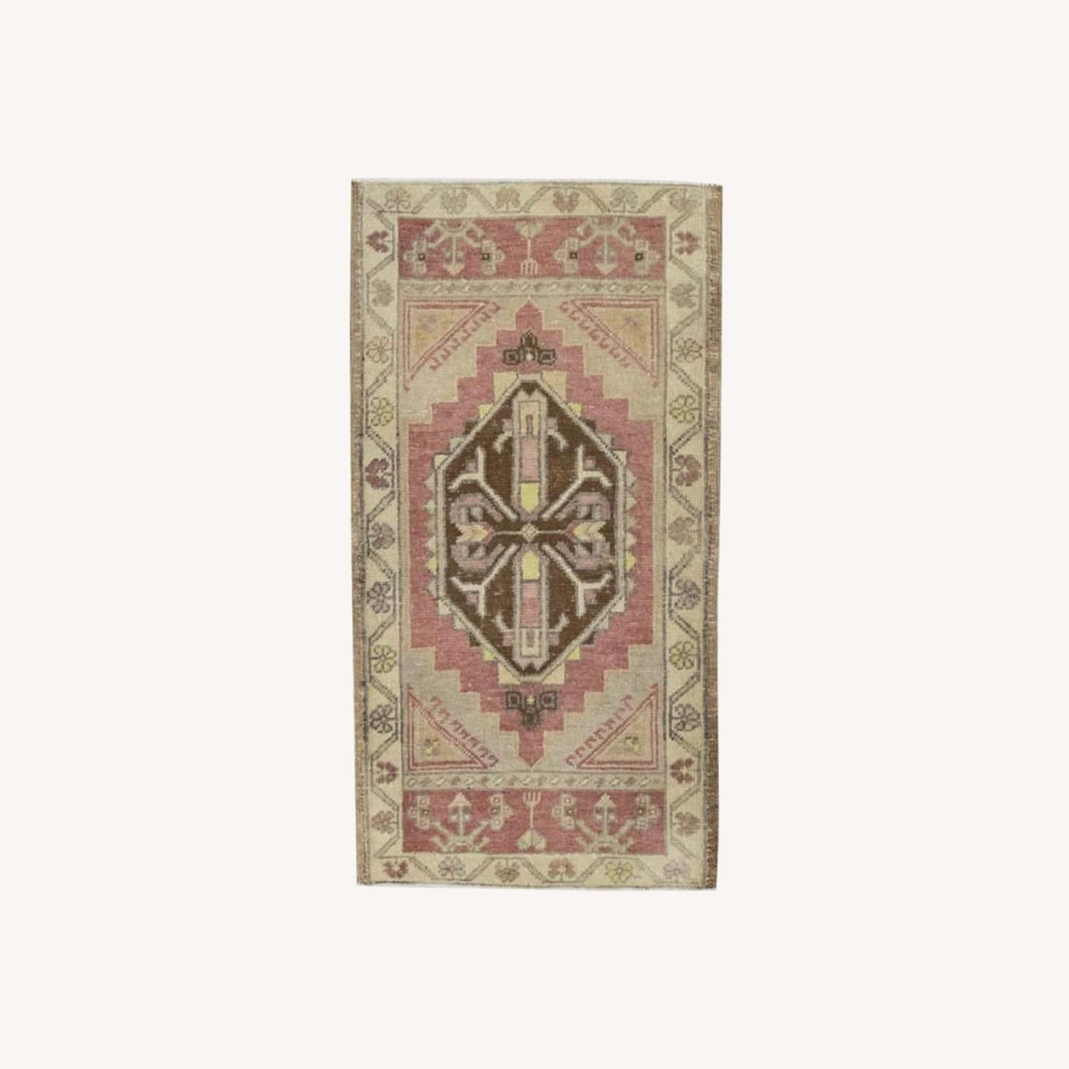Oriental Hand Knotted Vintage Turkish Mini Rug  - image-0
